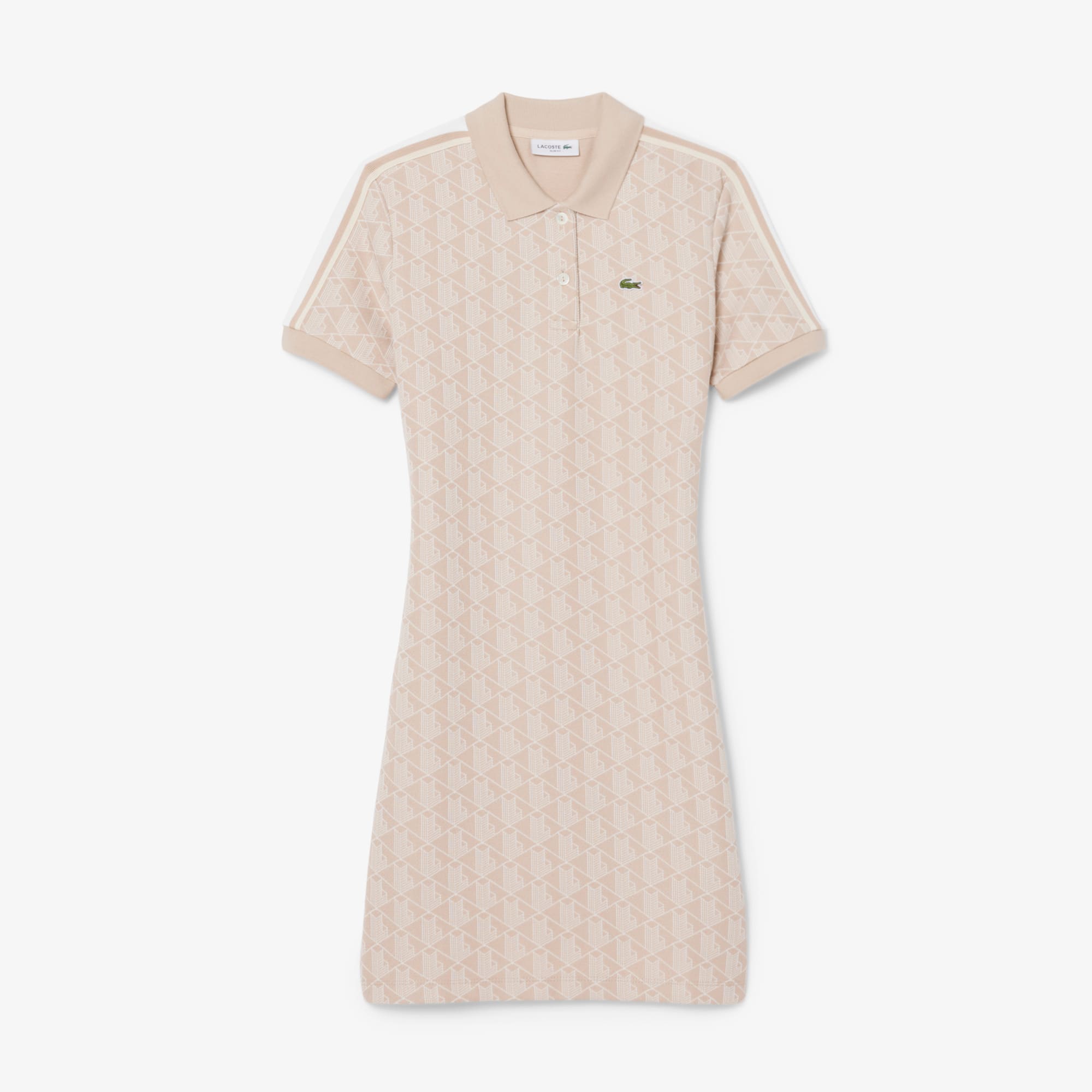 Women's Slim Fit Monogram Polo Dress - Beige / Blanc