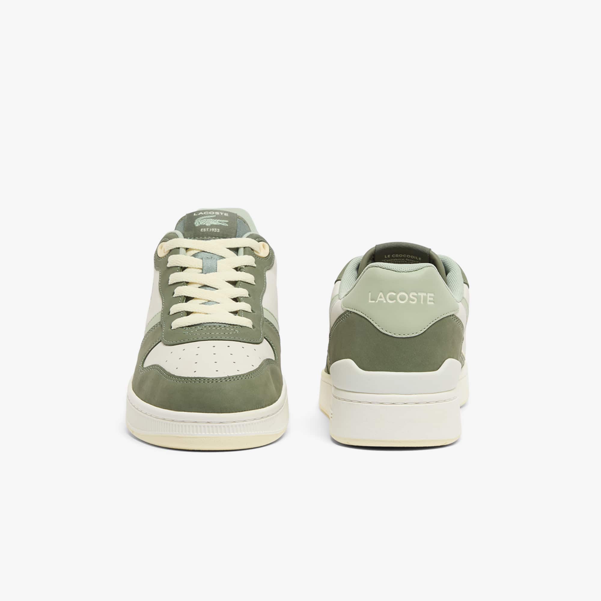 Men's T-Clip Set Leather Sneakers - KHK/LT KHK