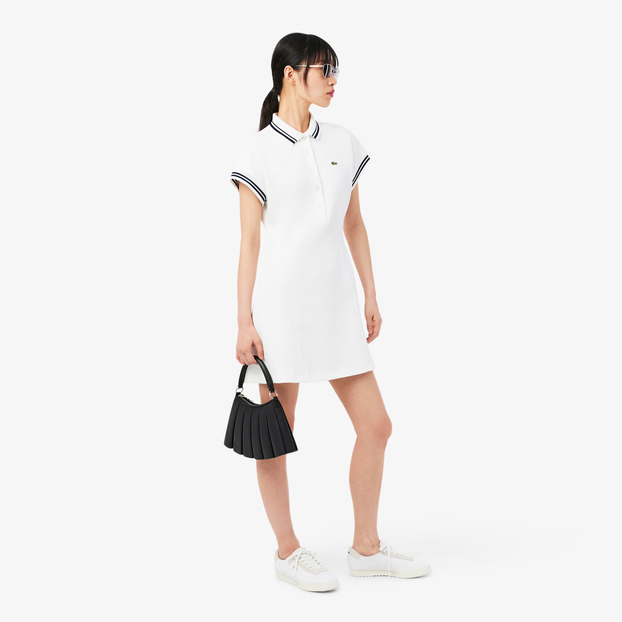 Made In France Polo Dress - White / Navy Blue