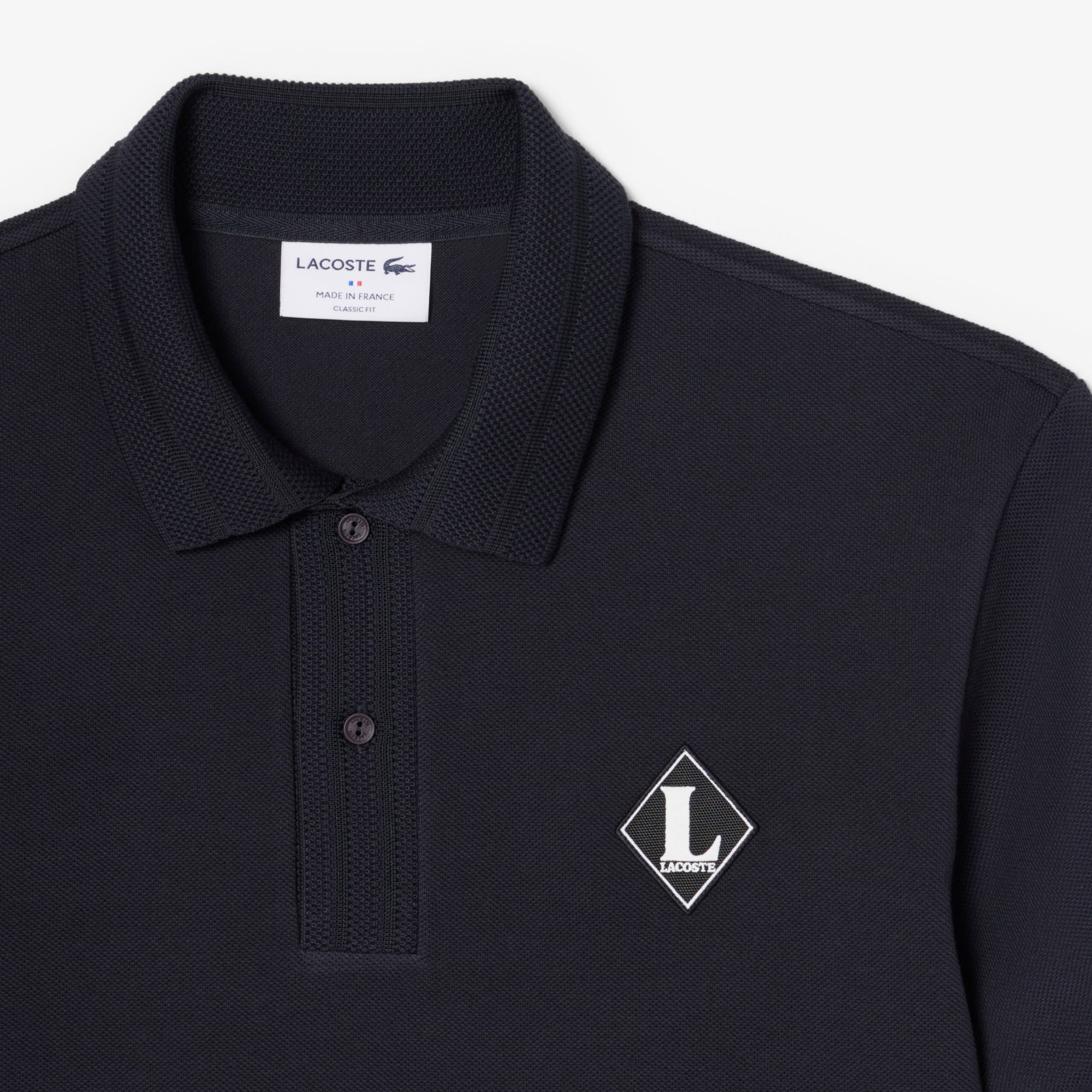 Made In France Classic Fit Badge Polo - Black