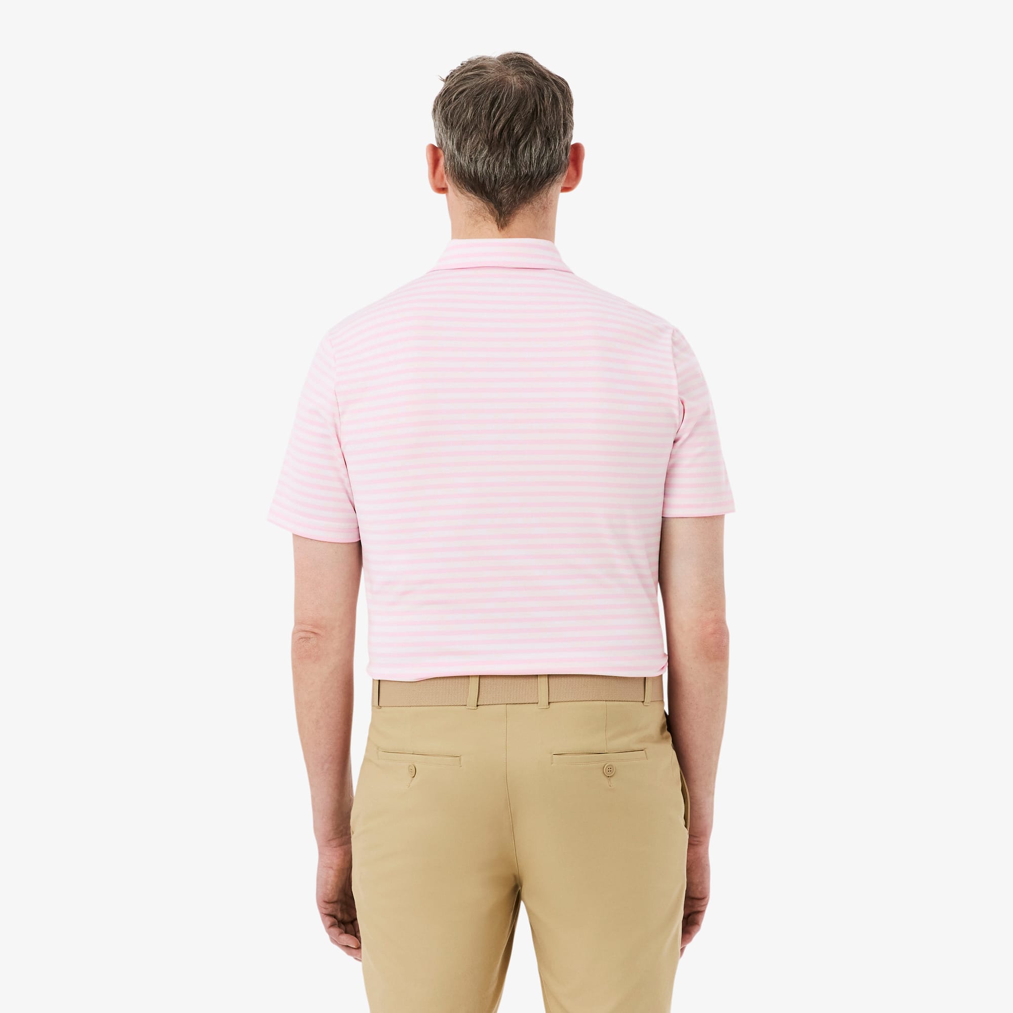 Regular Fit Ultra Dry Striped Golf Polo - Light Pink / White