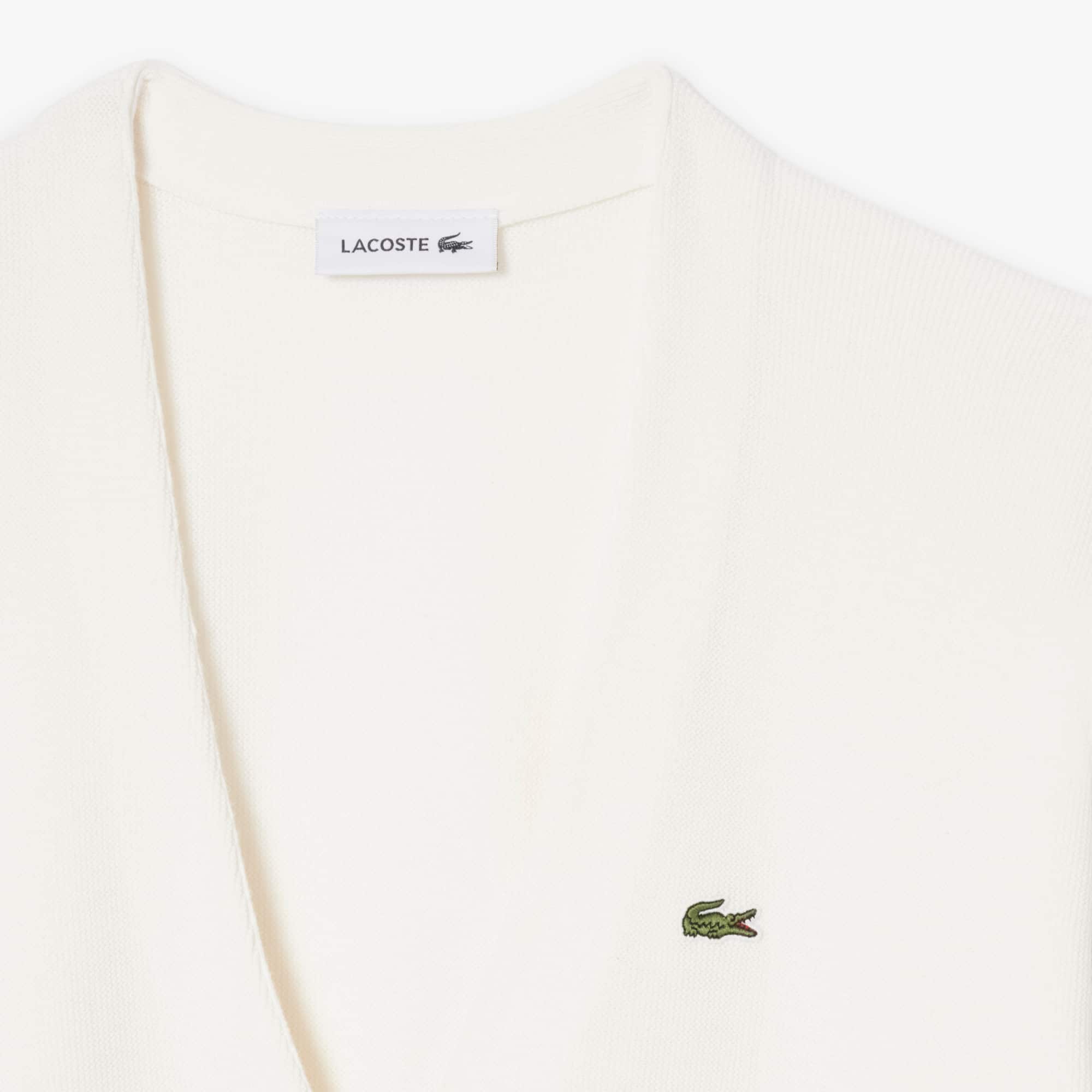 Women's V-Neck Moss Stitch Cotton Cardigan - White