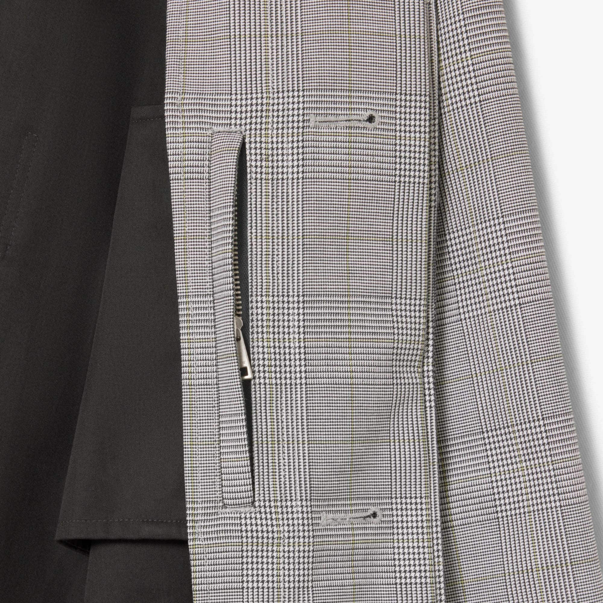 Men's Water-Repellent Plaid Trench Coat - White / Black / Green