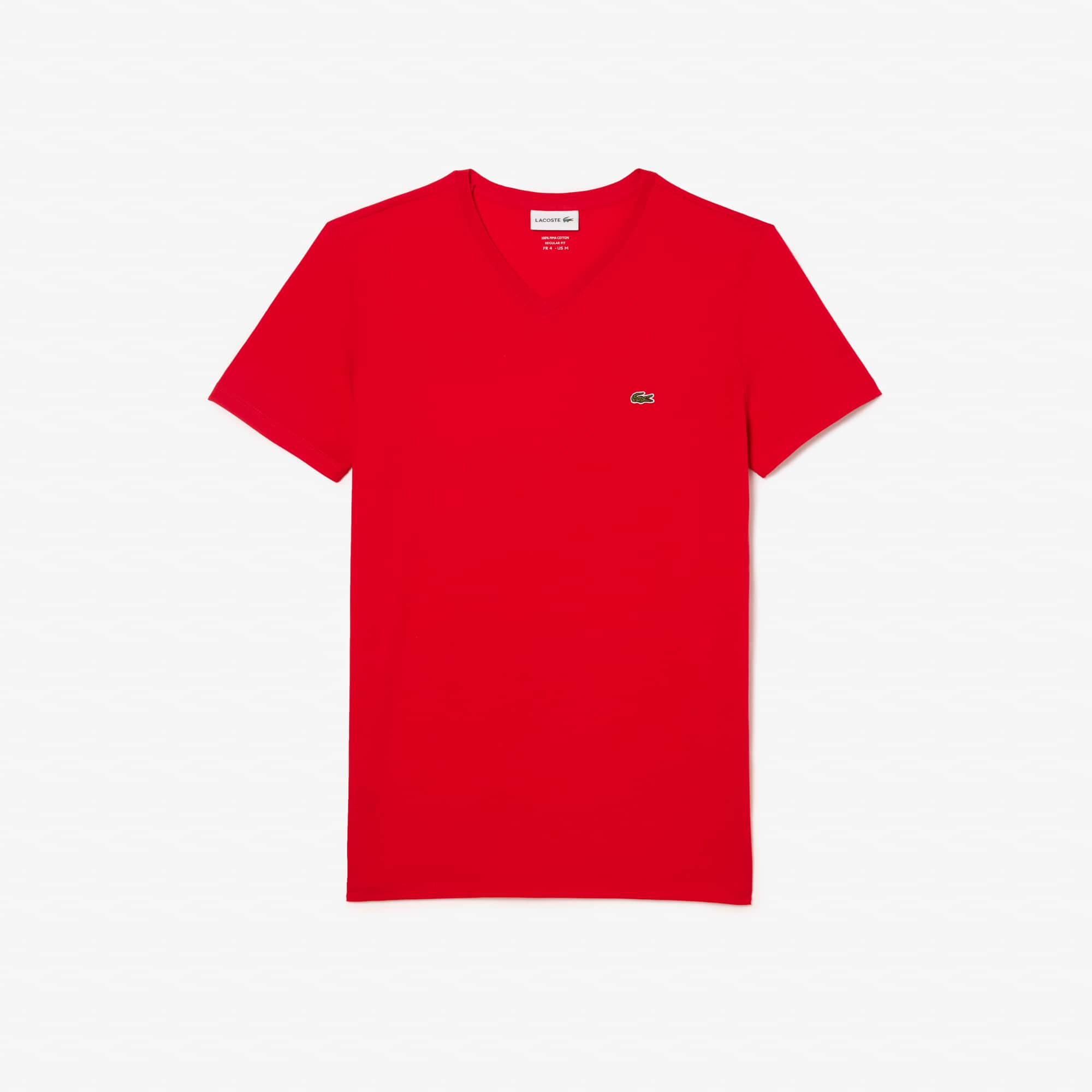 Men's Lightweight Pima Cotton V-Neck T-Shirt - Red