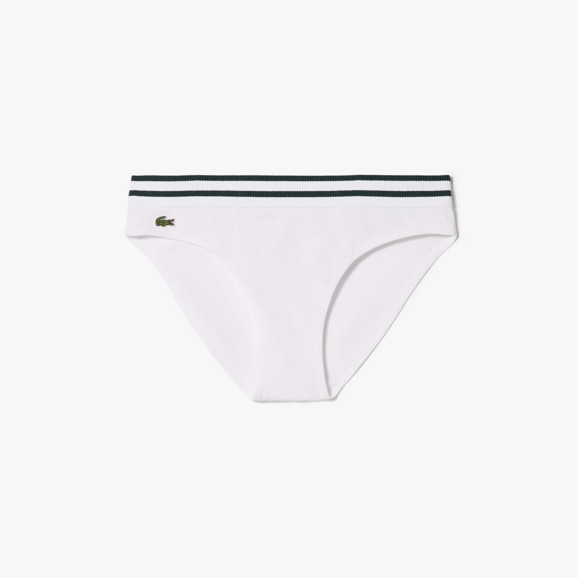 Stripe Waist Cotton Briefs - White