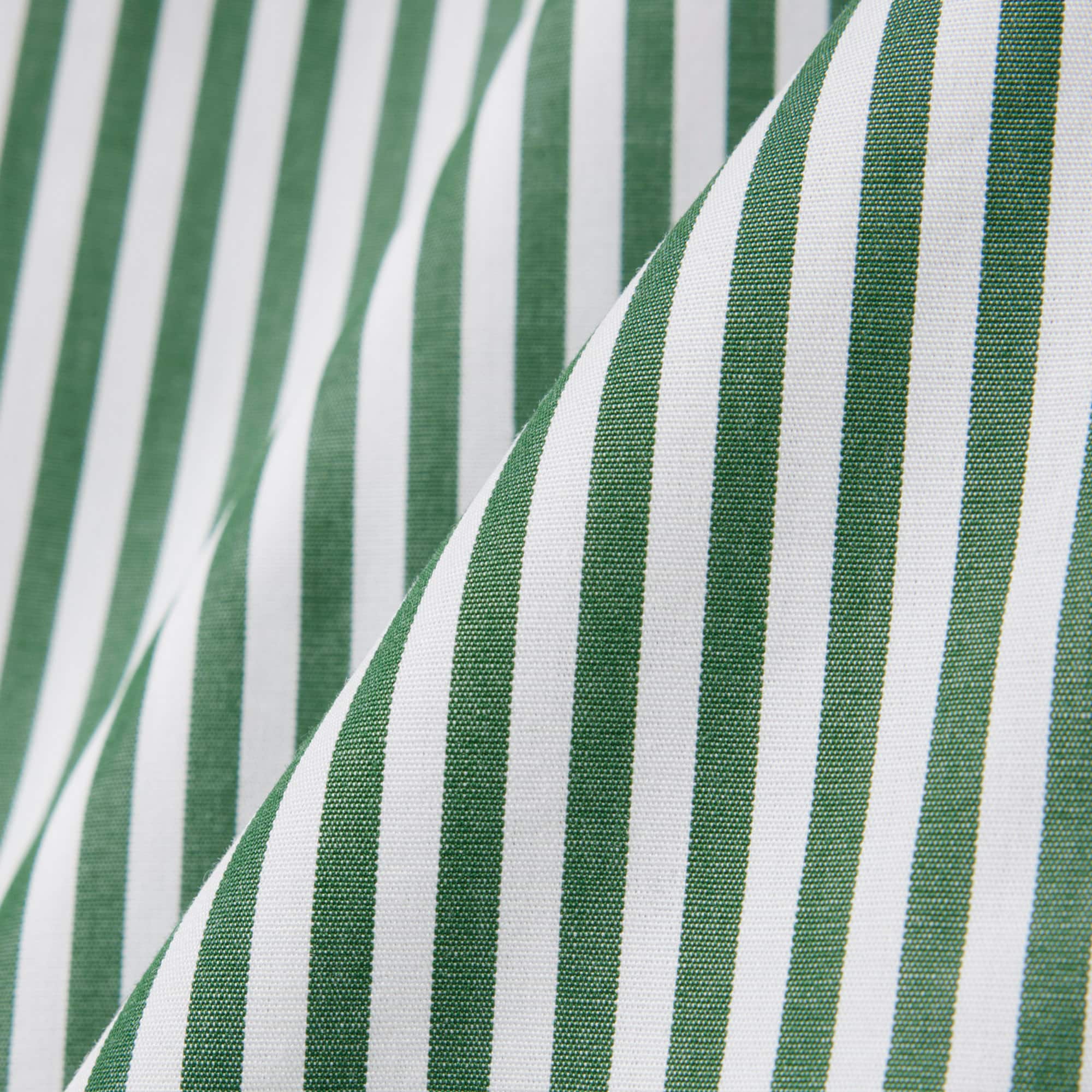 Oversized Striped Poplin Pajama Set - Green / White