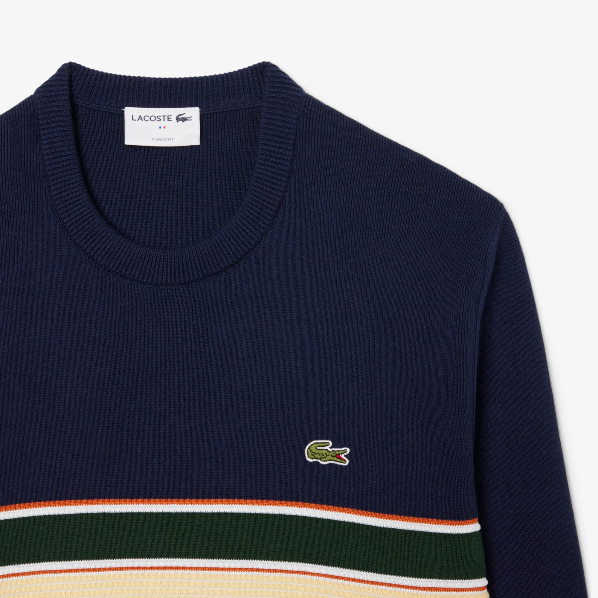 Men's Made In France Striped Sweater - Navy Blue / Green / White / Yellow