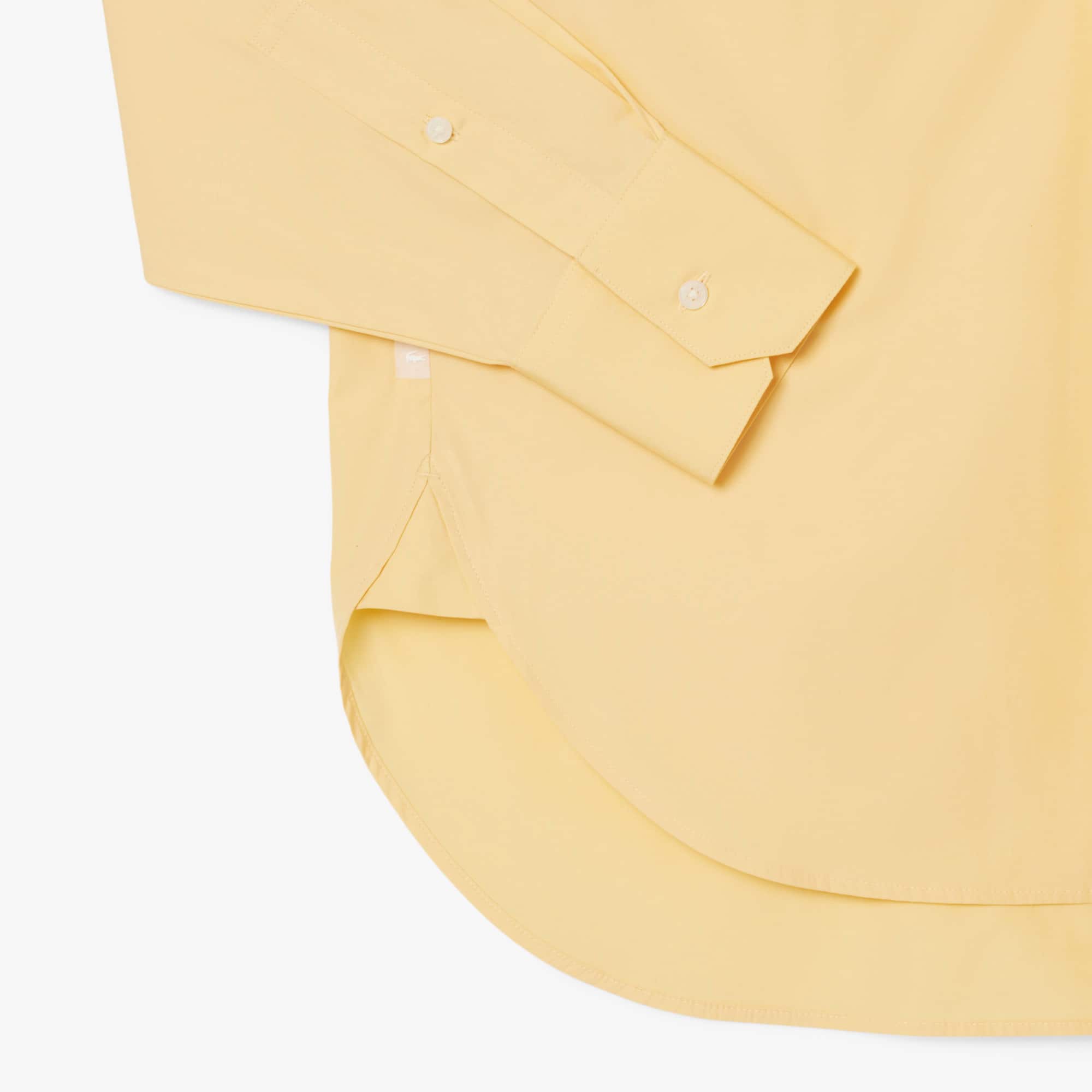 Women's Oversized Cotton Button Down Shirt - Yellow