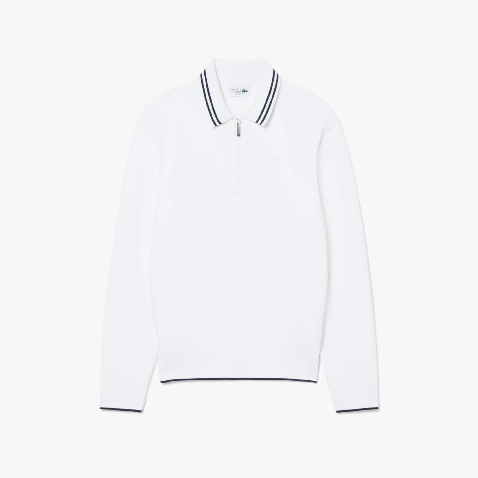 Tennis Heritage Polo Collar Zipped Sweatshirt - White