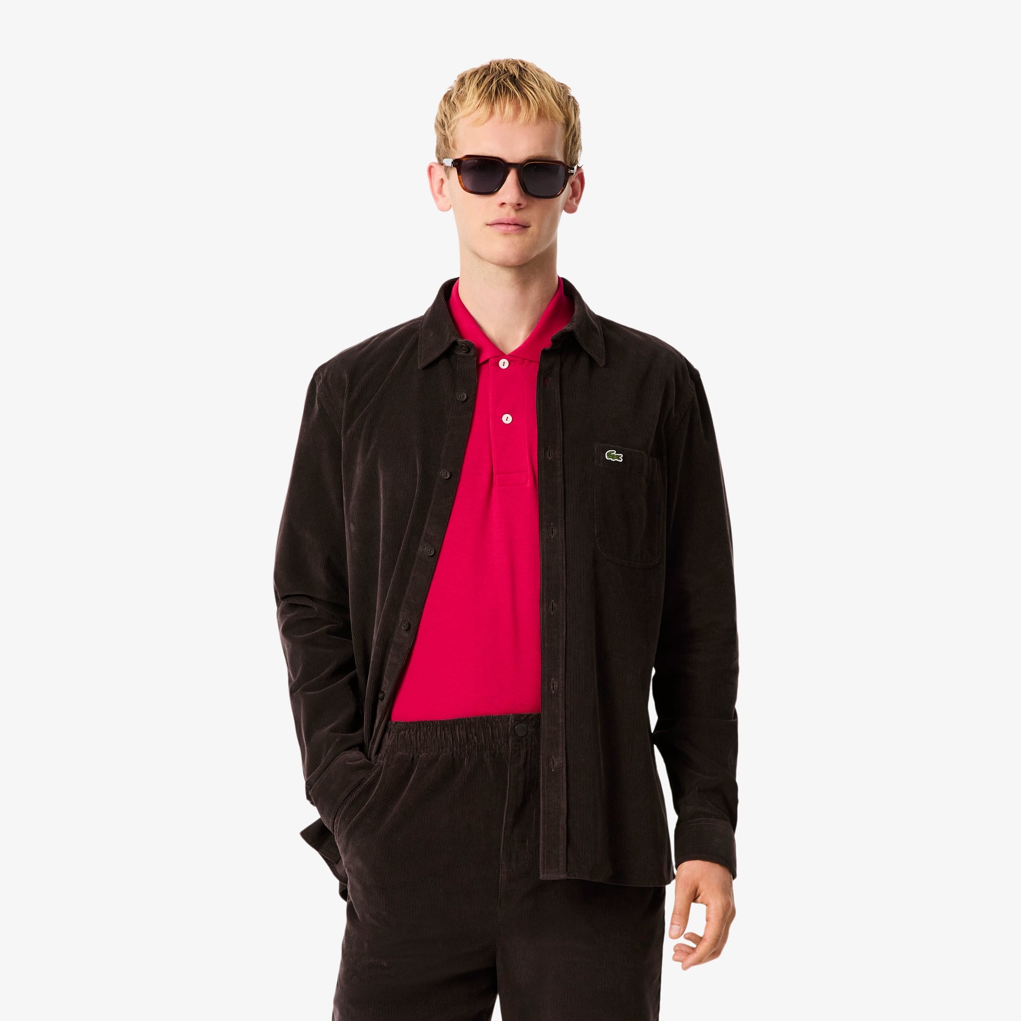 Men's Regular Fit Velour Shirt - Brown