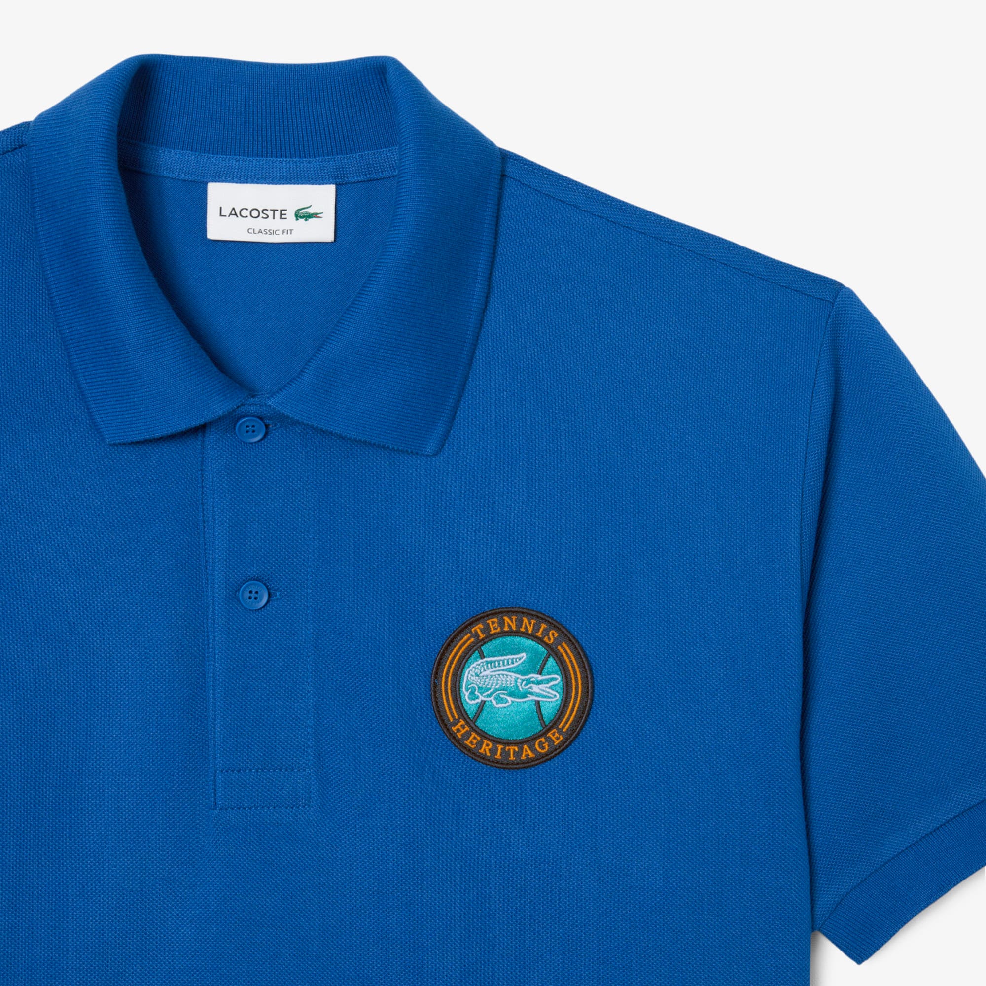 Men's Classic Fit Petit Piqué Badge Polo - Blue