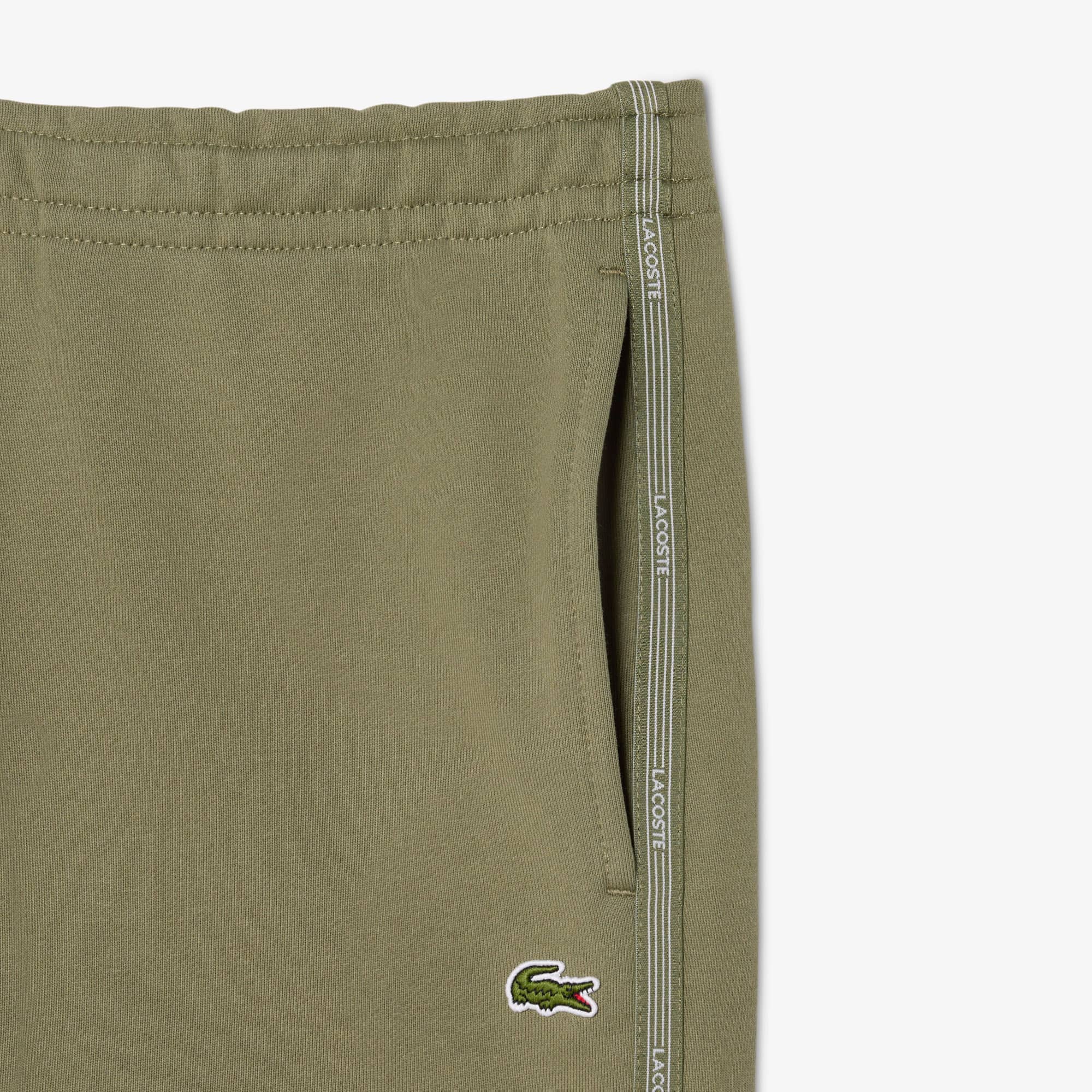 Regular Fit Logo Stripe Fleece Shorts - Khaki Green