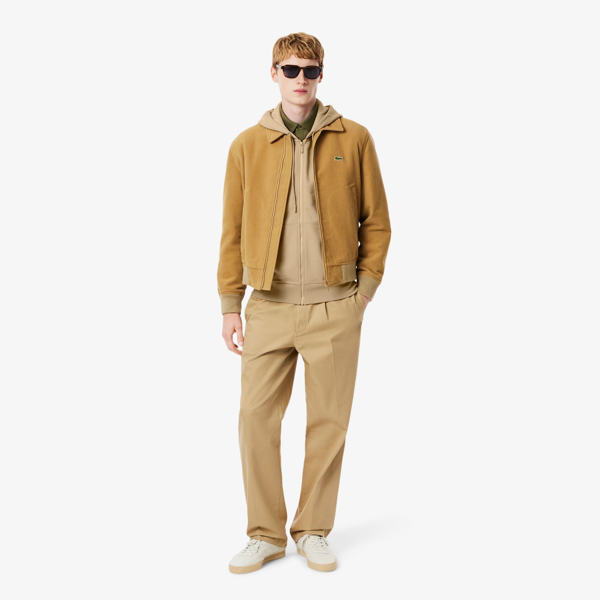 Men's Classic Fit Zip-Up Fleece Sweatshirt - Beige