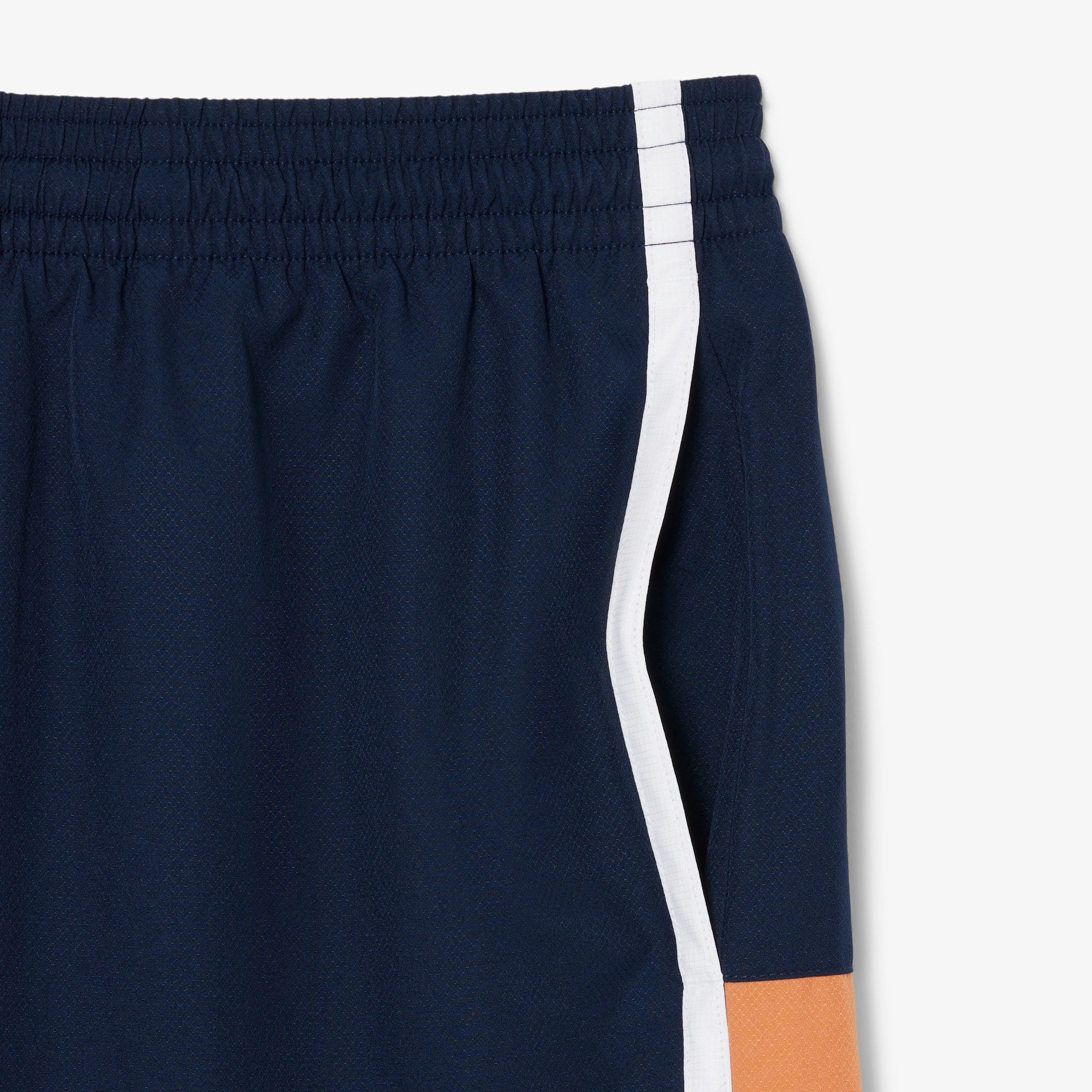 Men's Lightweight Colorblock Stripe Tennis Shorts - Navy Blue / Orange / White