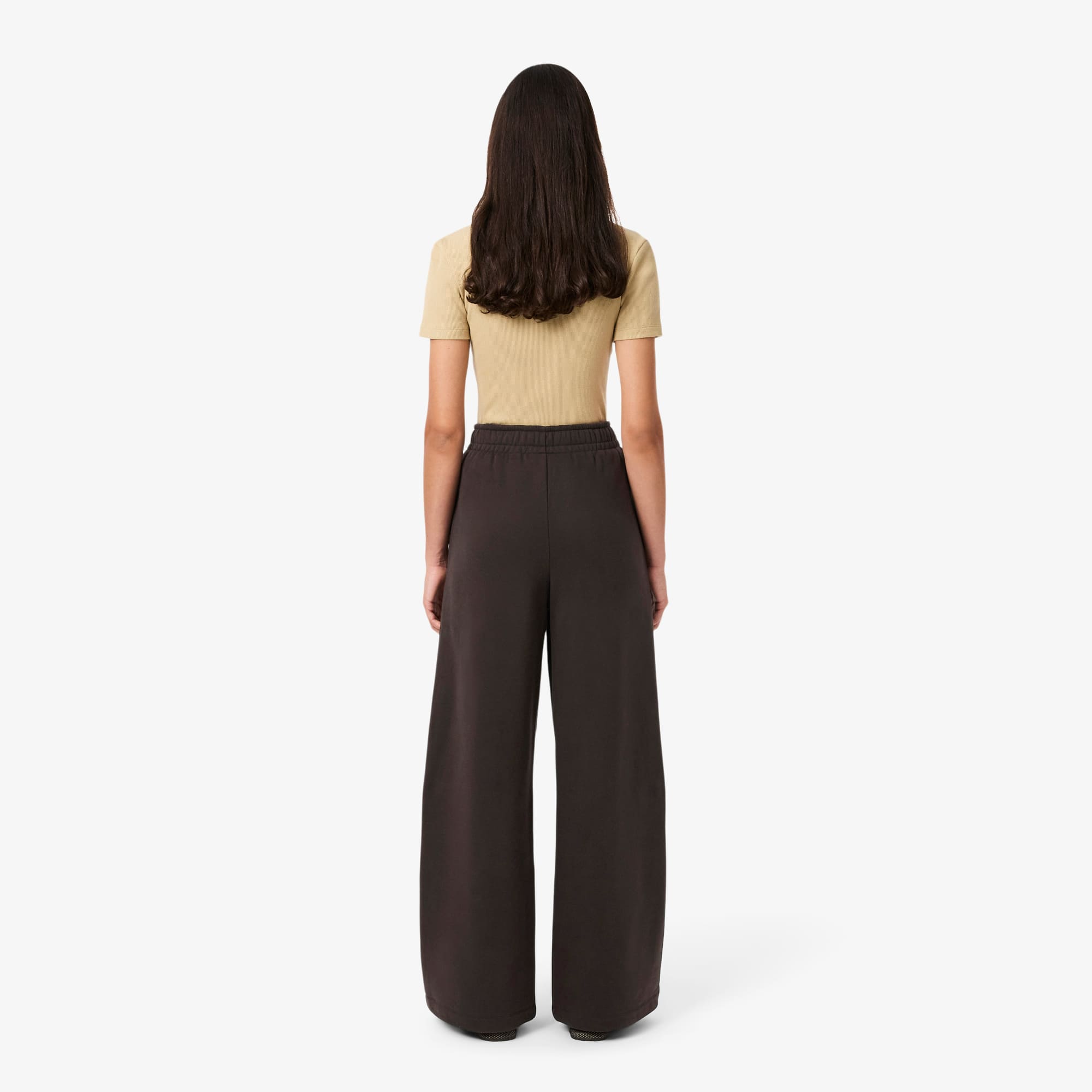 Women's Wide Leg Fleece Sweatpants - Brown