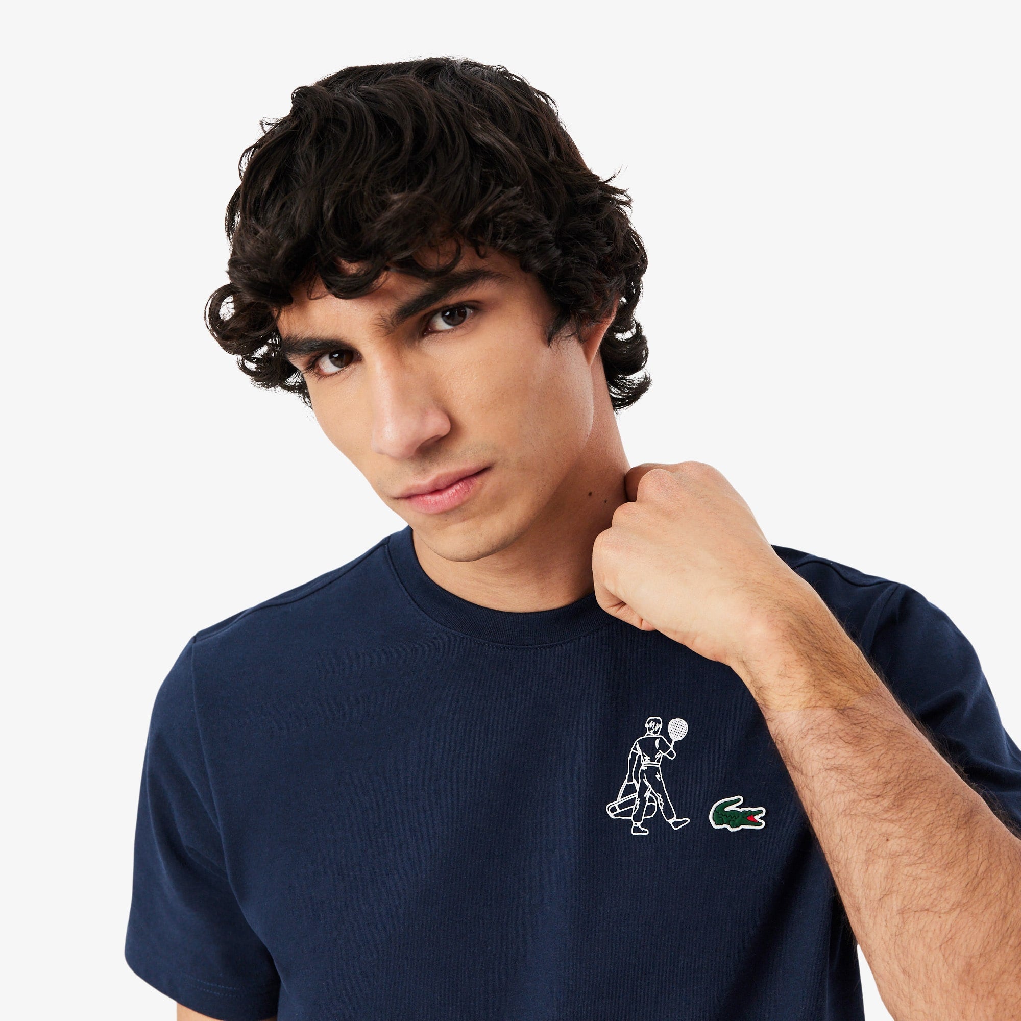 Ultra Dry Printed Tennis T-Shirt - Navy Blue