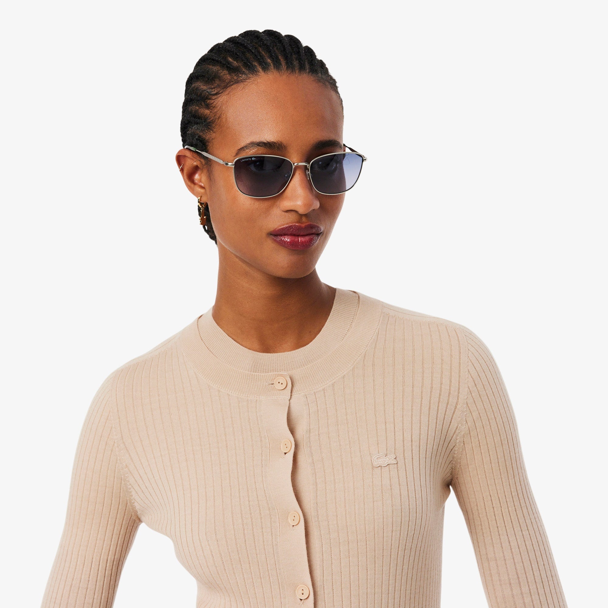 Women's Rib Knit Merino Wool Cardigan - Beige