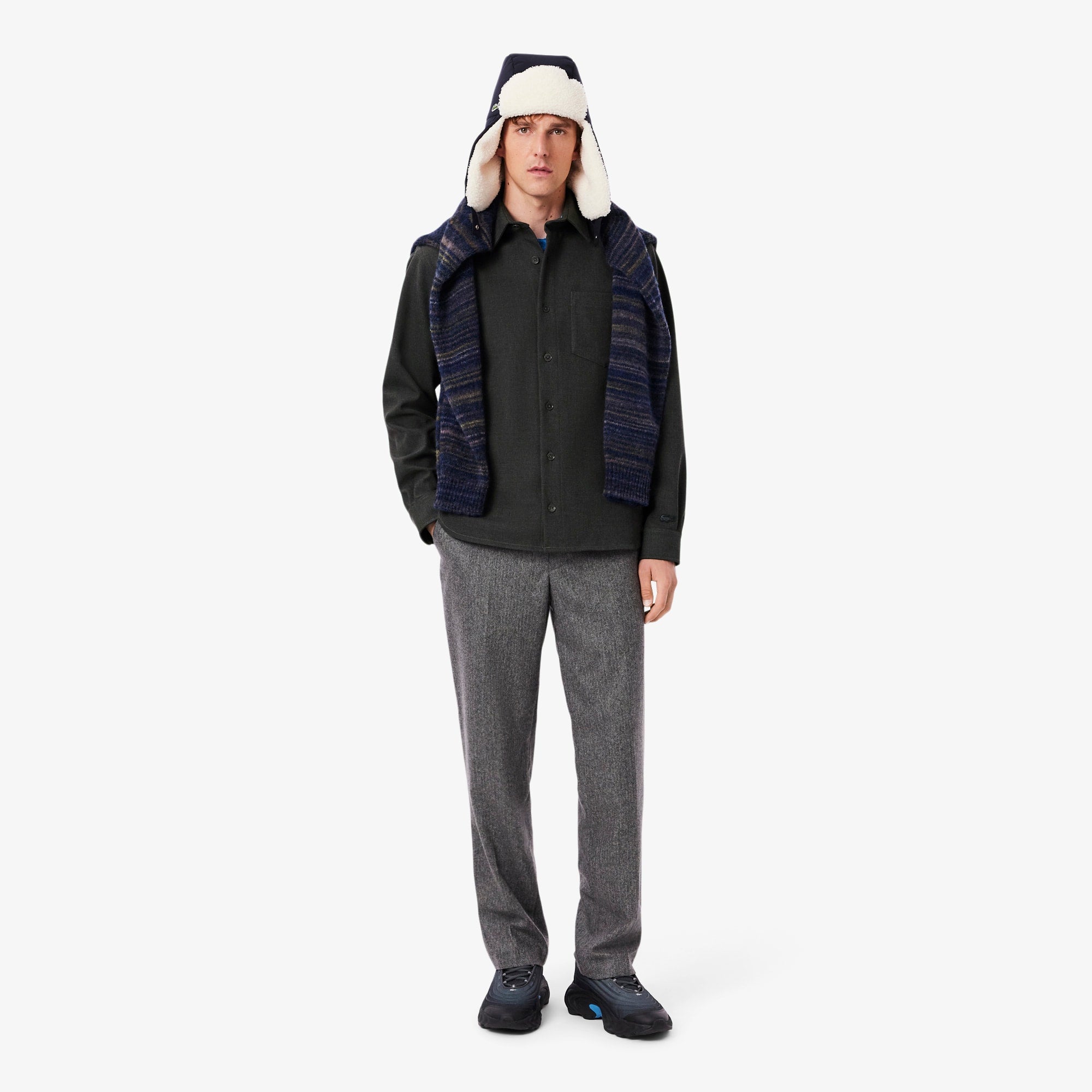 Men's Oversized Double Face Overshirt - Grey pitch