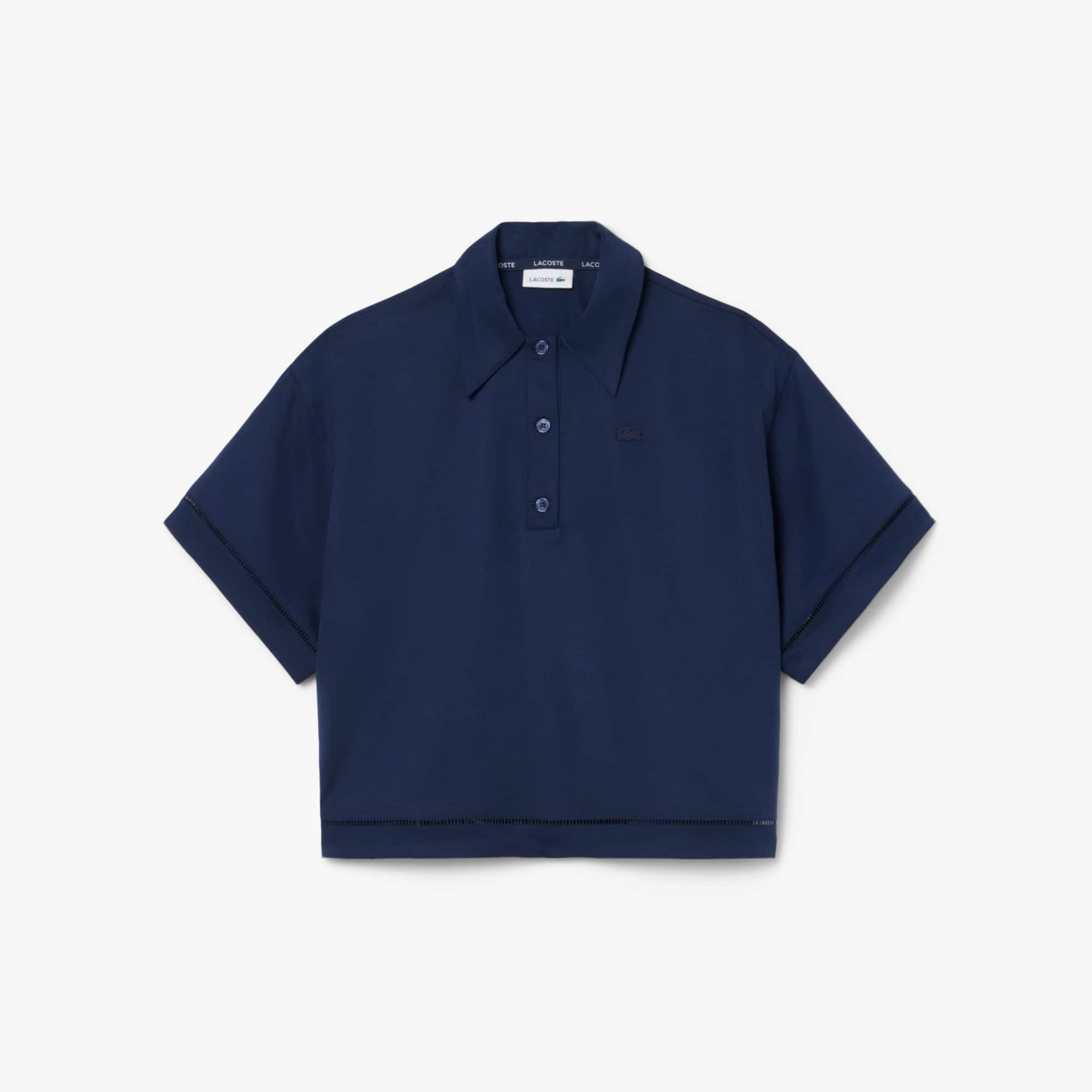 Oversized Fluid Twill Polo - Navy Blue