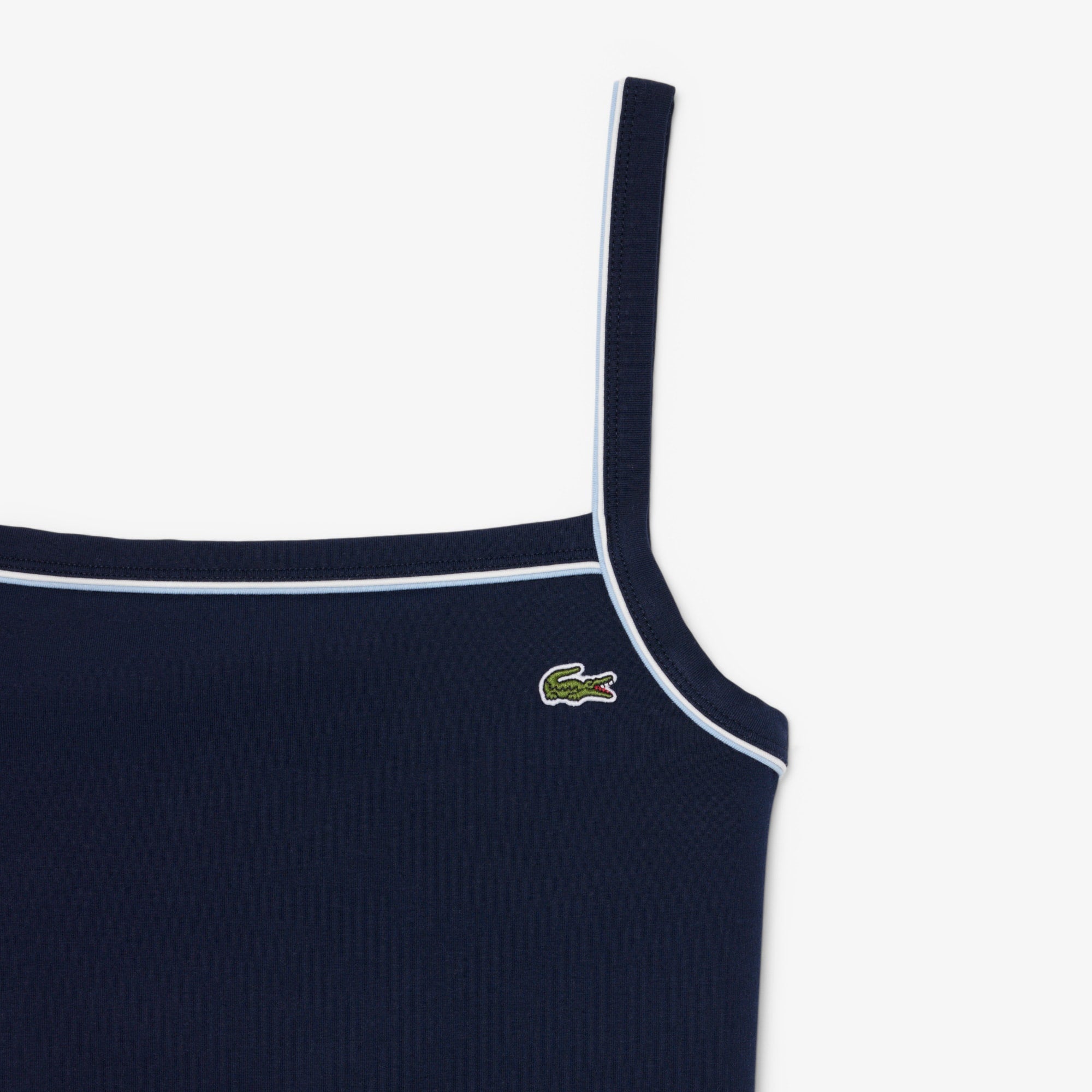 Contrast Accent Cotton Tank Top - Bleu Marine / Bleu Clair / Blanc