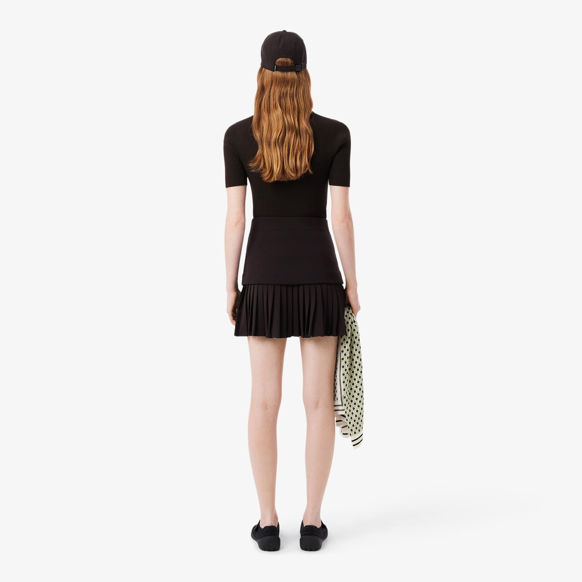 Pleated Cotton Skirt - Brown