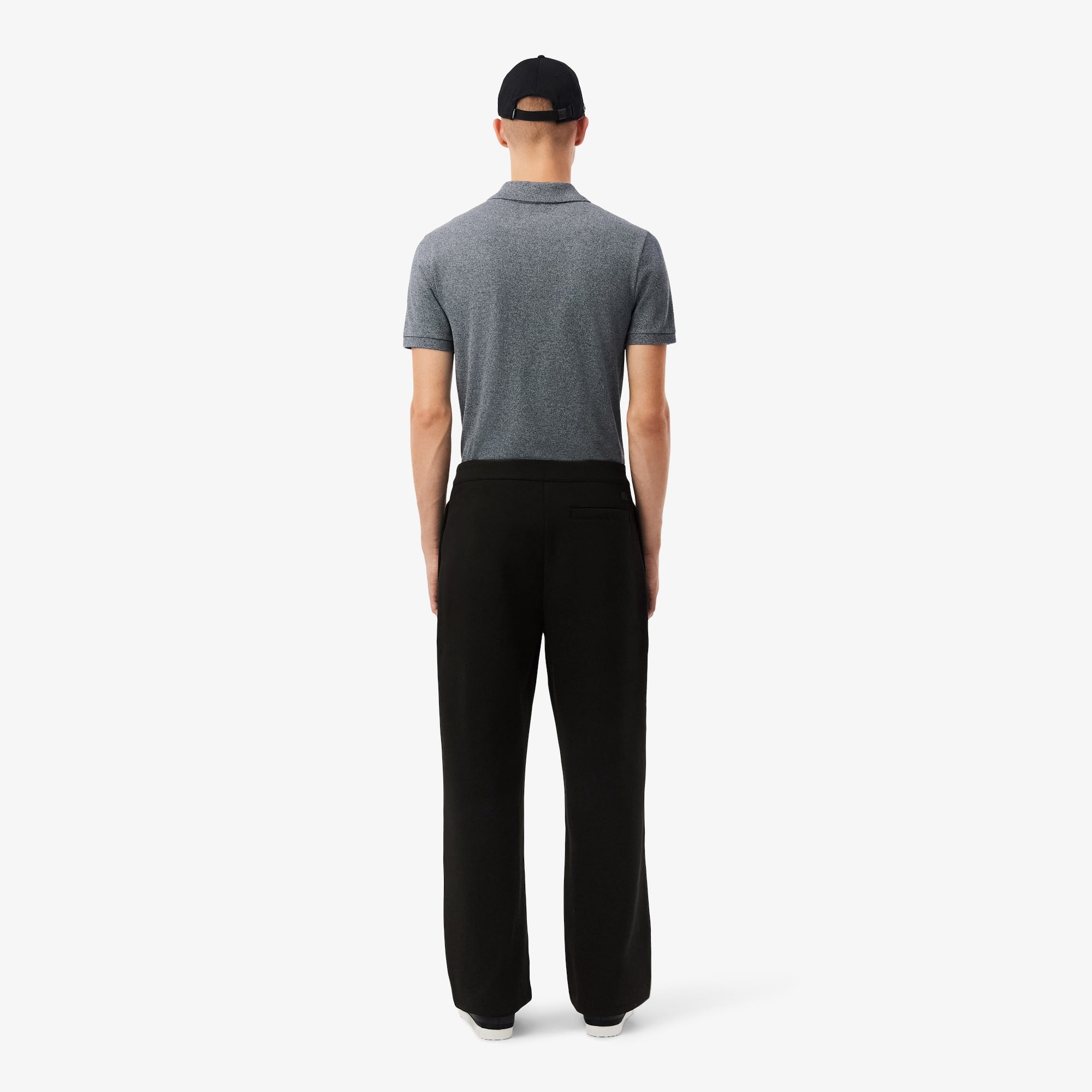 Men's Loose Fit Piqué Pleated Pants - Black