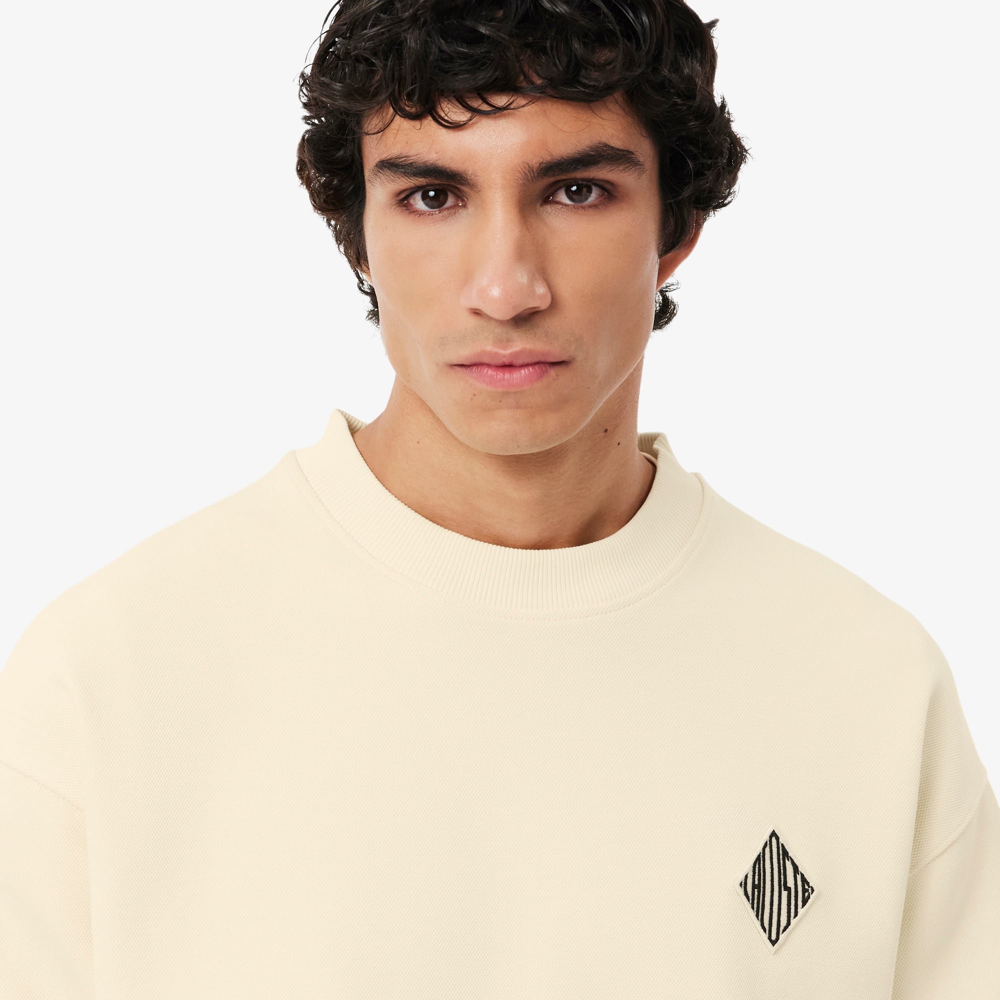 Double Face Piqué Badge Sweatshirt - Lemon Beige