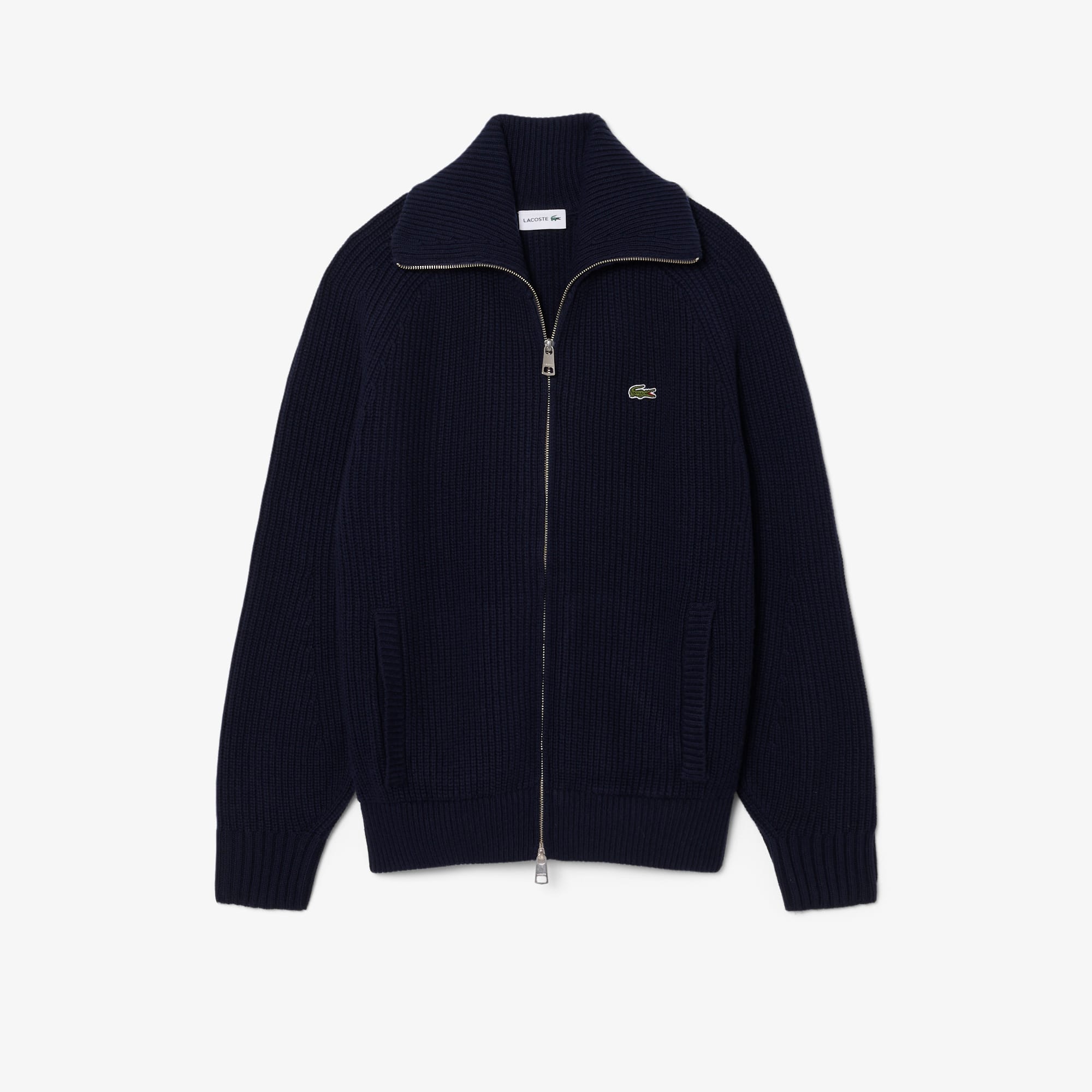 Men's Wool Zip-Up Sweater - Navy Blue