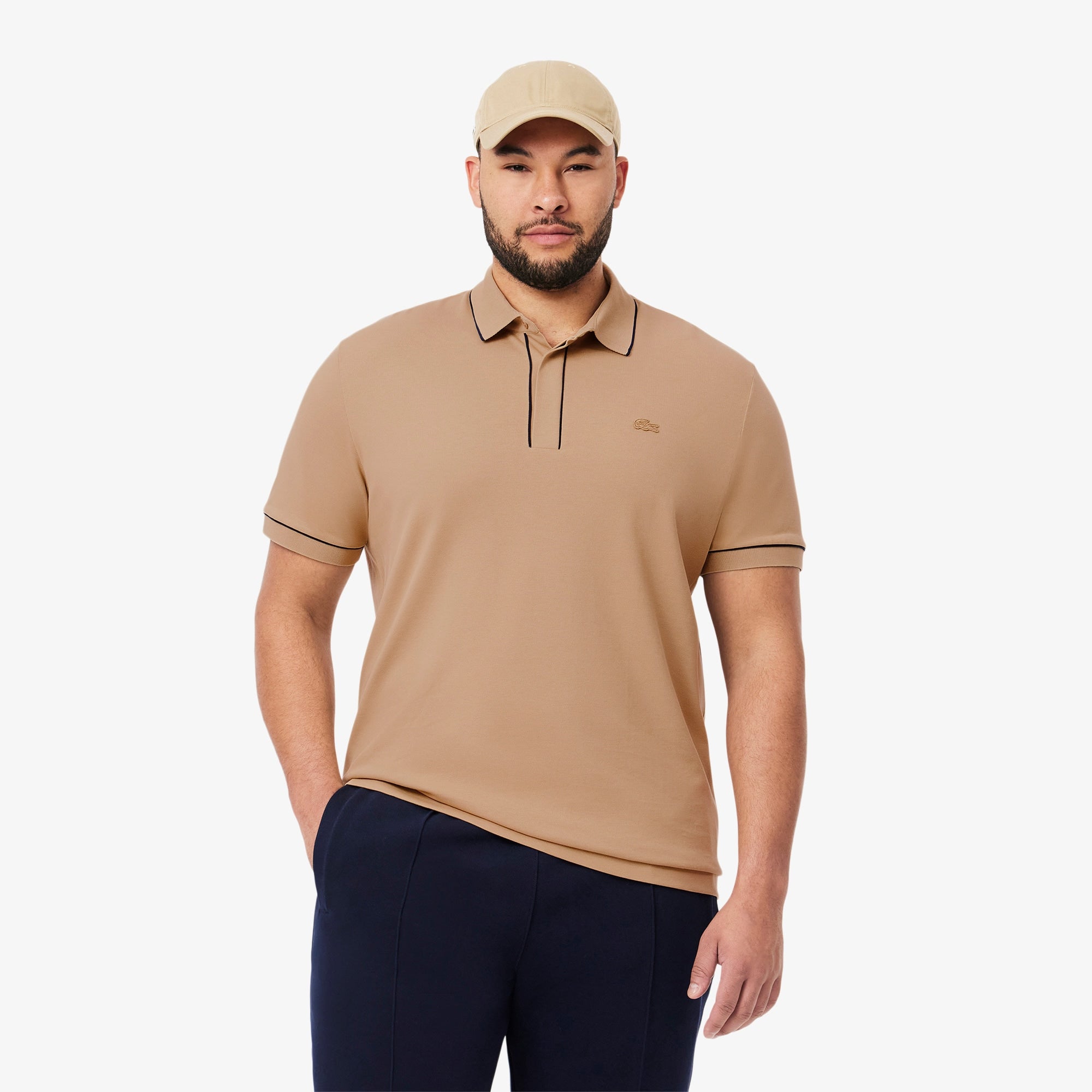 Men's Regular Fit Paris Stretch Piqué Polo - Beige