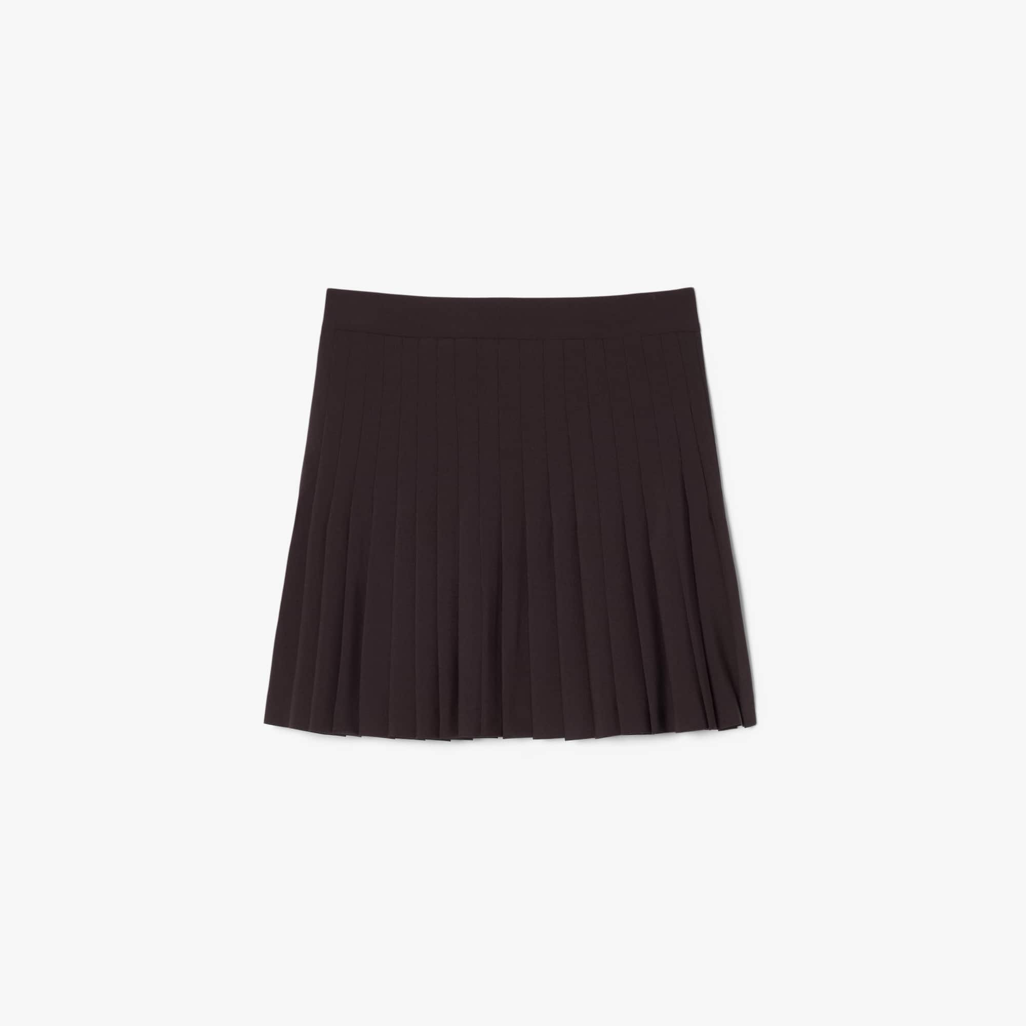Short Pleated Wrap Skirt - Brown