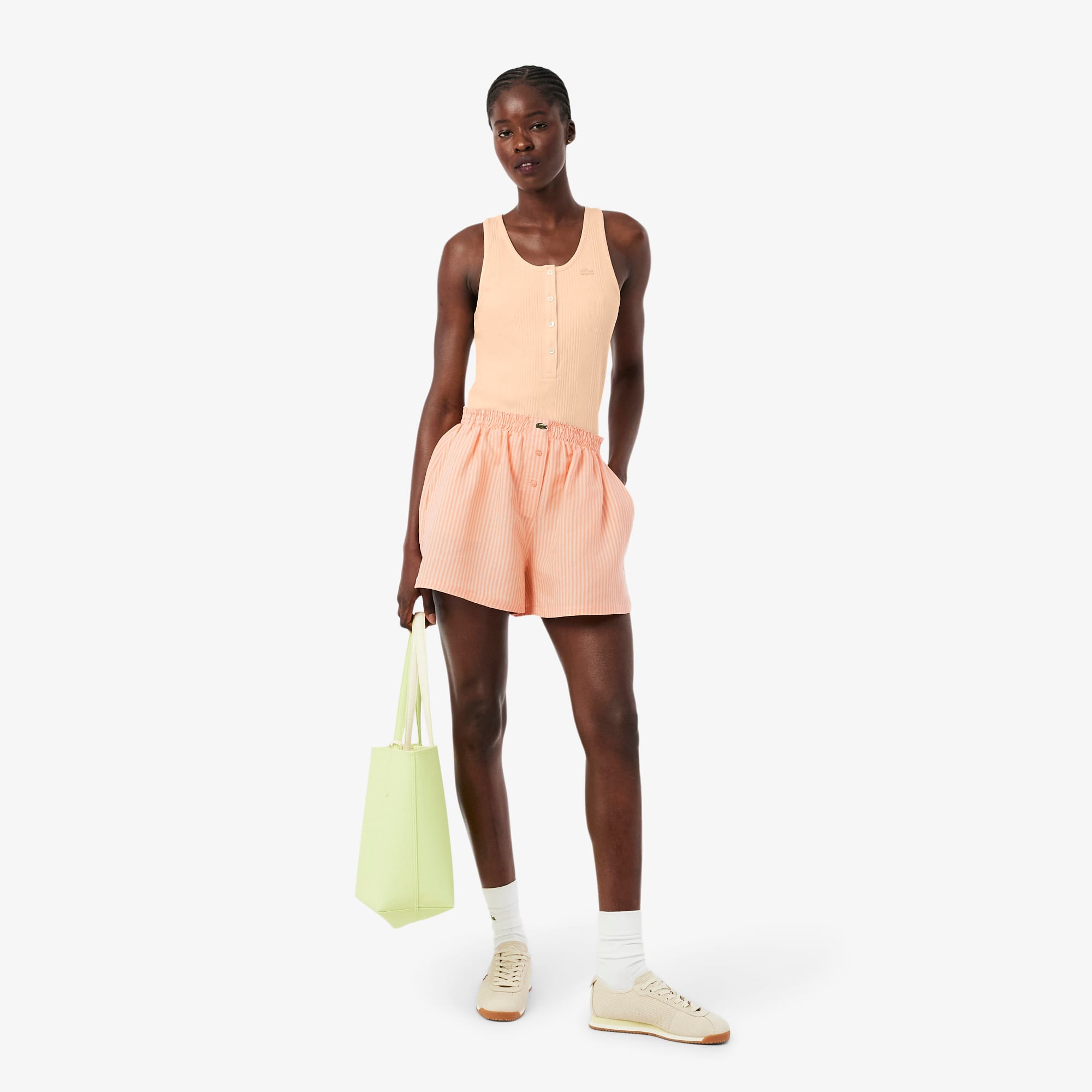 Oversized Linen Blend Shorts - Rose / Orange