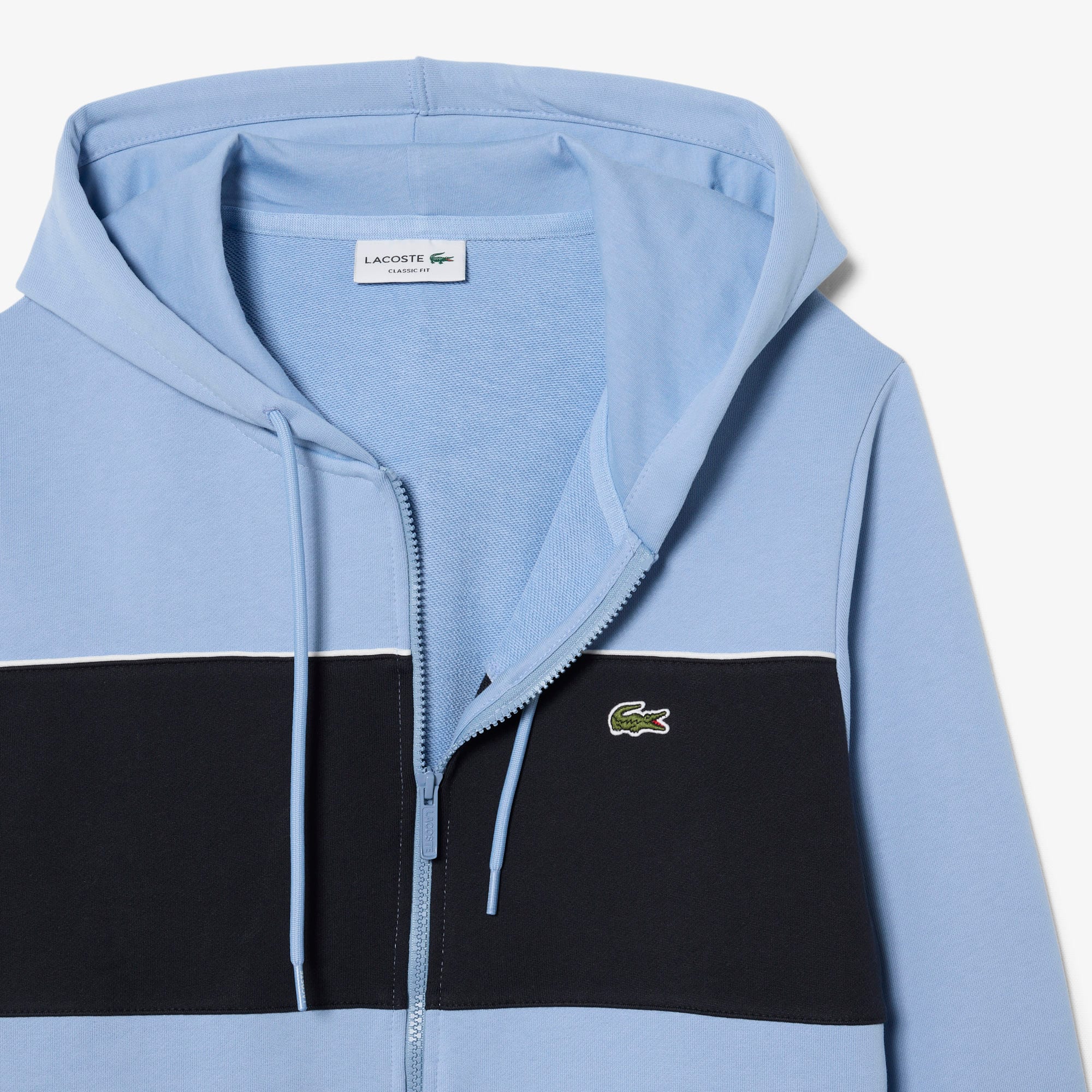 Colorblock Zipped Hoodie - Bleu Clair / Noir