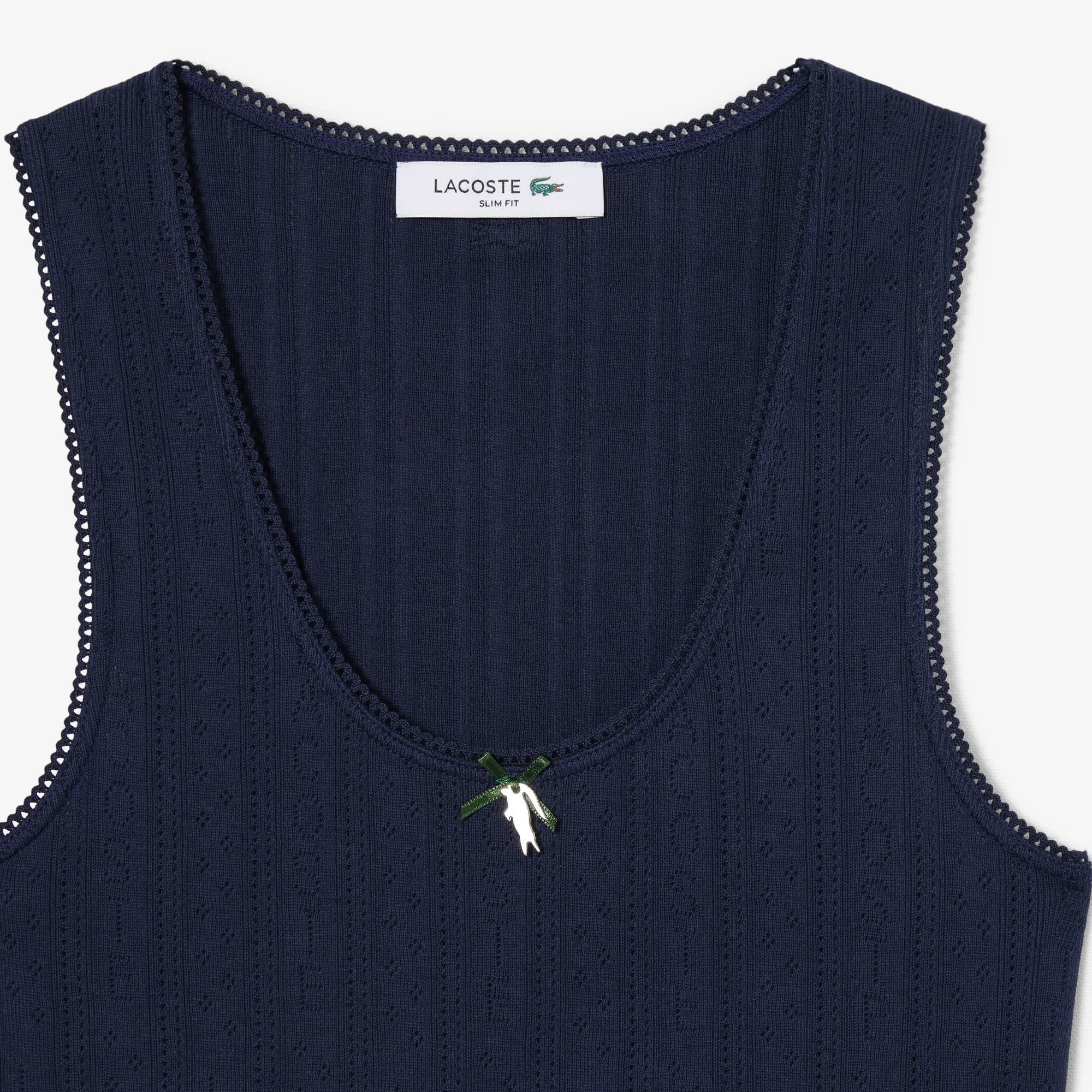 Women's Slim Fit Pointelle Knit Cotton Tank Top - Navy Blue