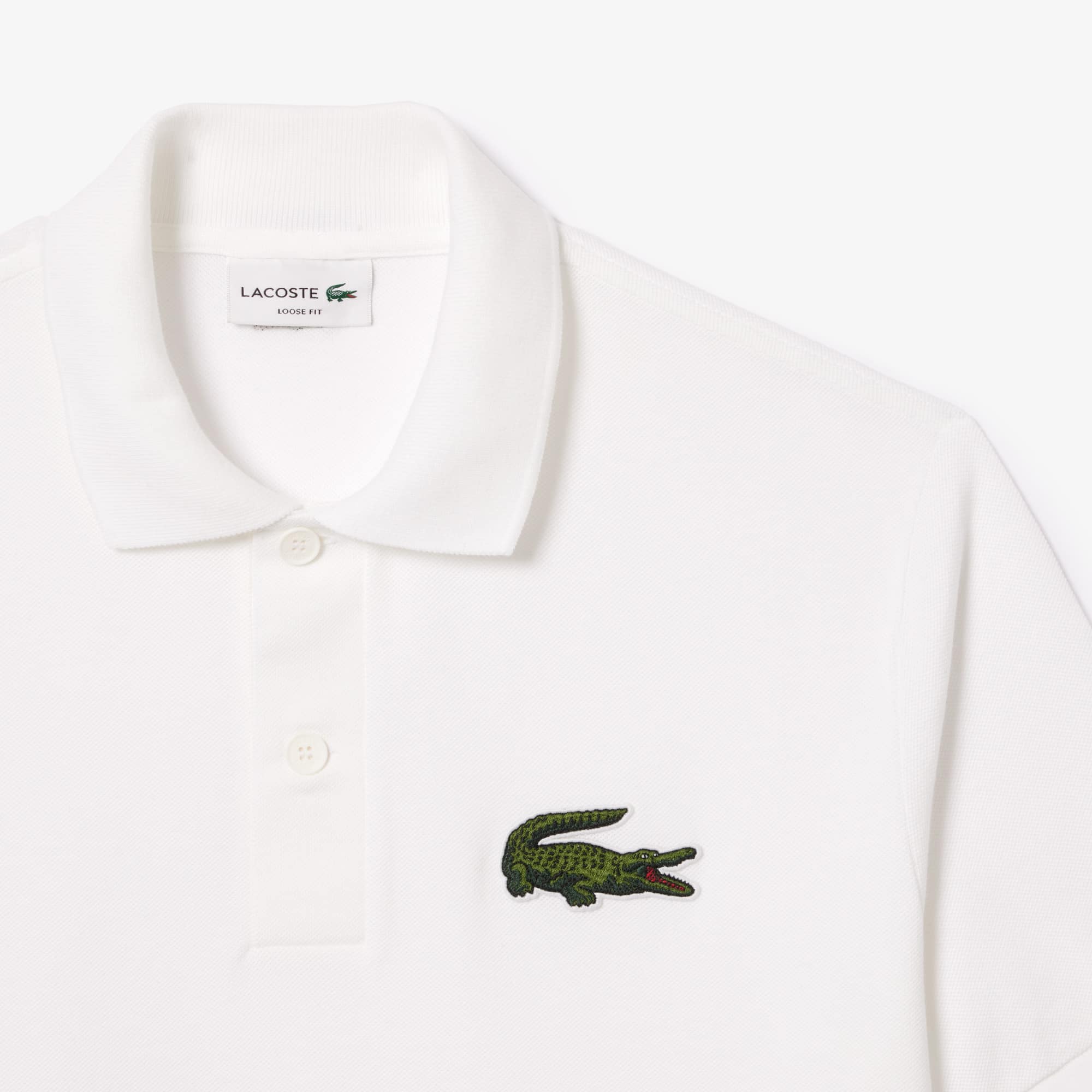 Unisex Loose Fit Piqué Polo - White