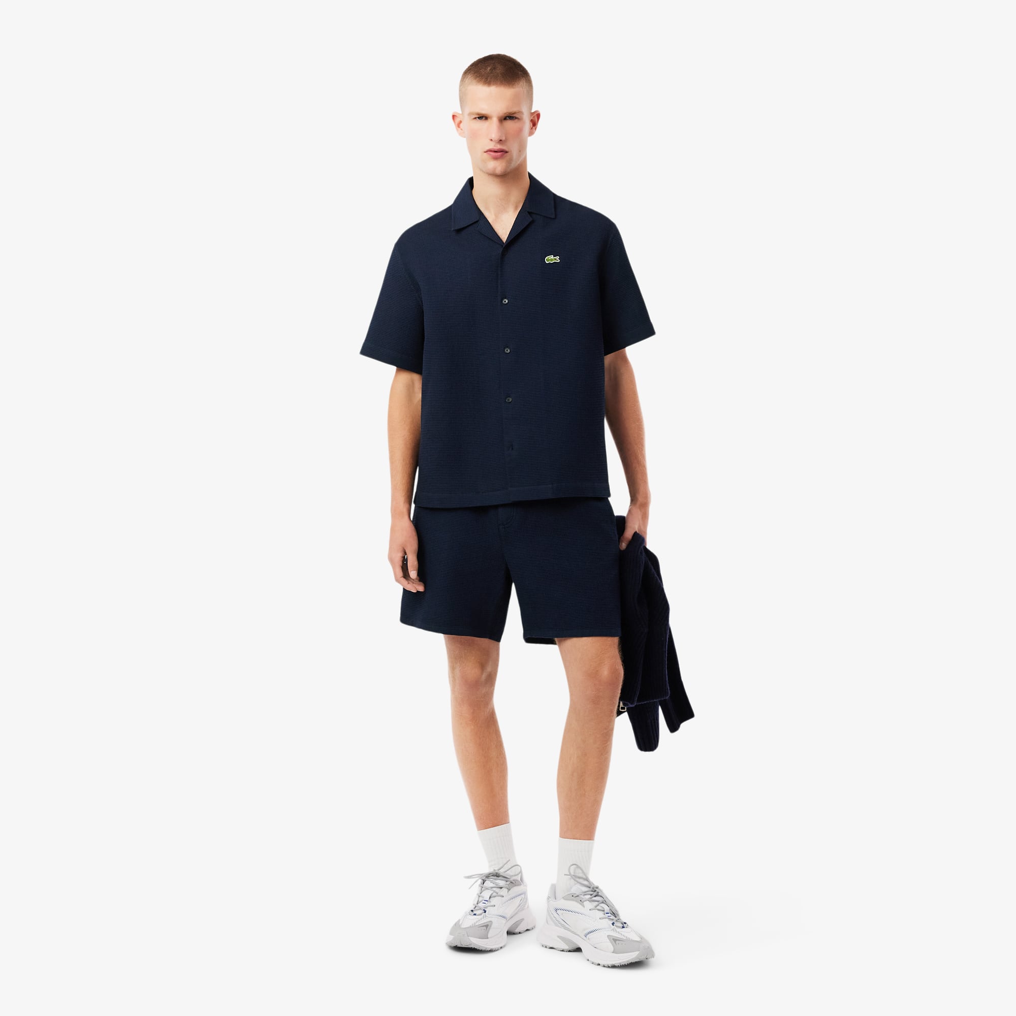 Men's Lightweight Textured Shorts - Navy Blue