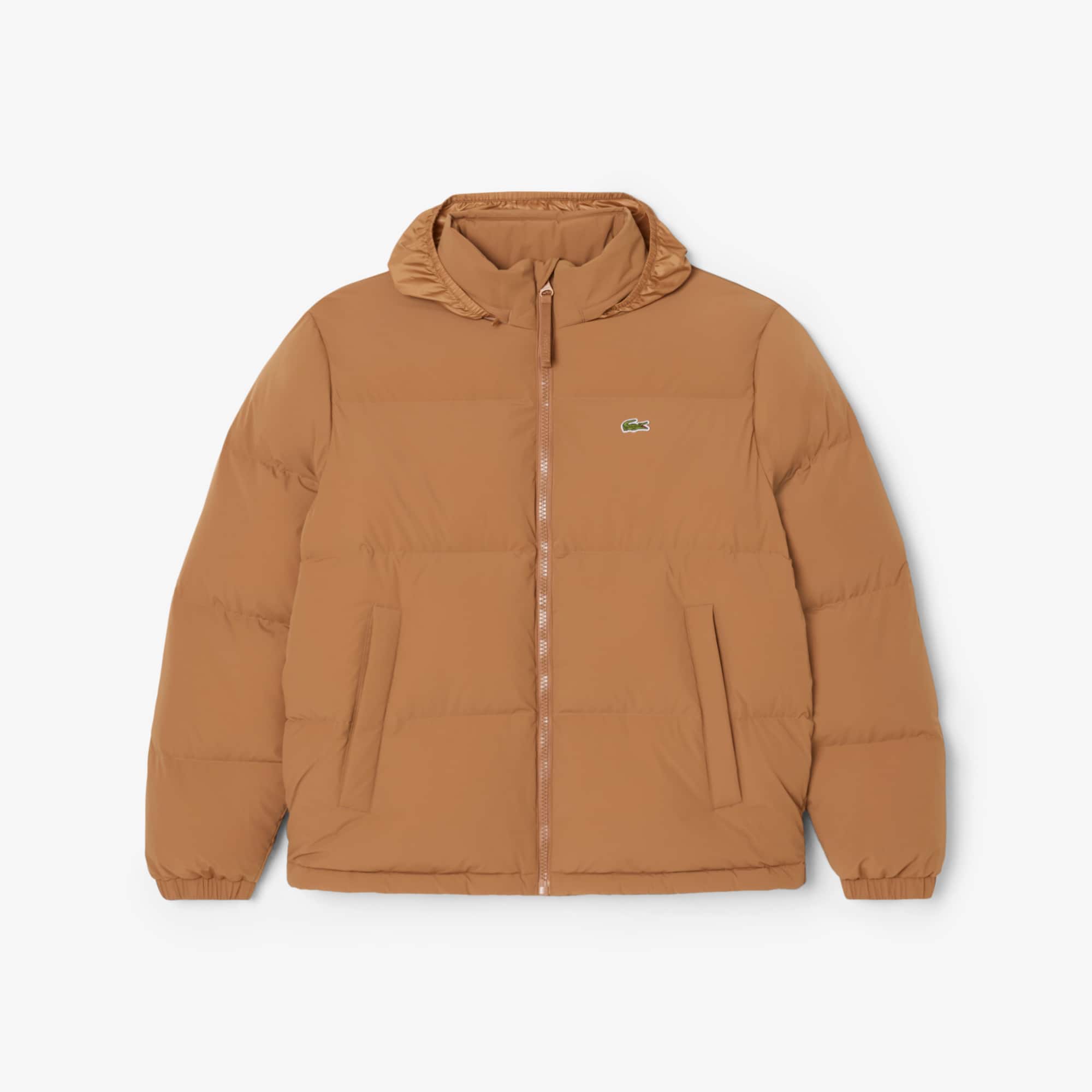 Men's Water-Repellent Hooded Down Jacket - Light Brown