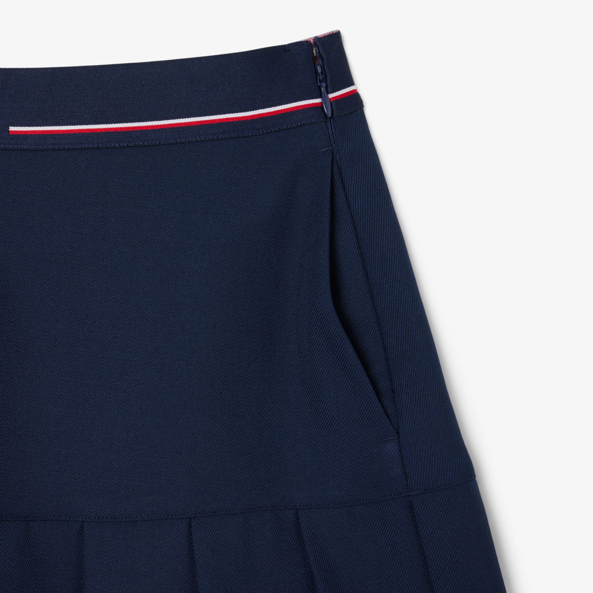 Women's Short Pleated Wool Blend Skirt - Navy Blue