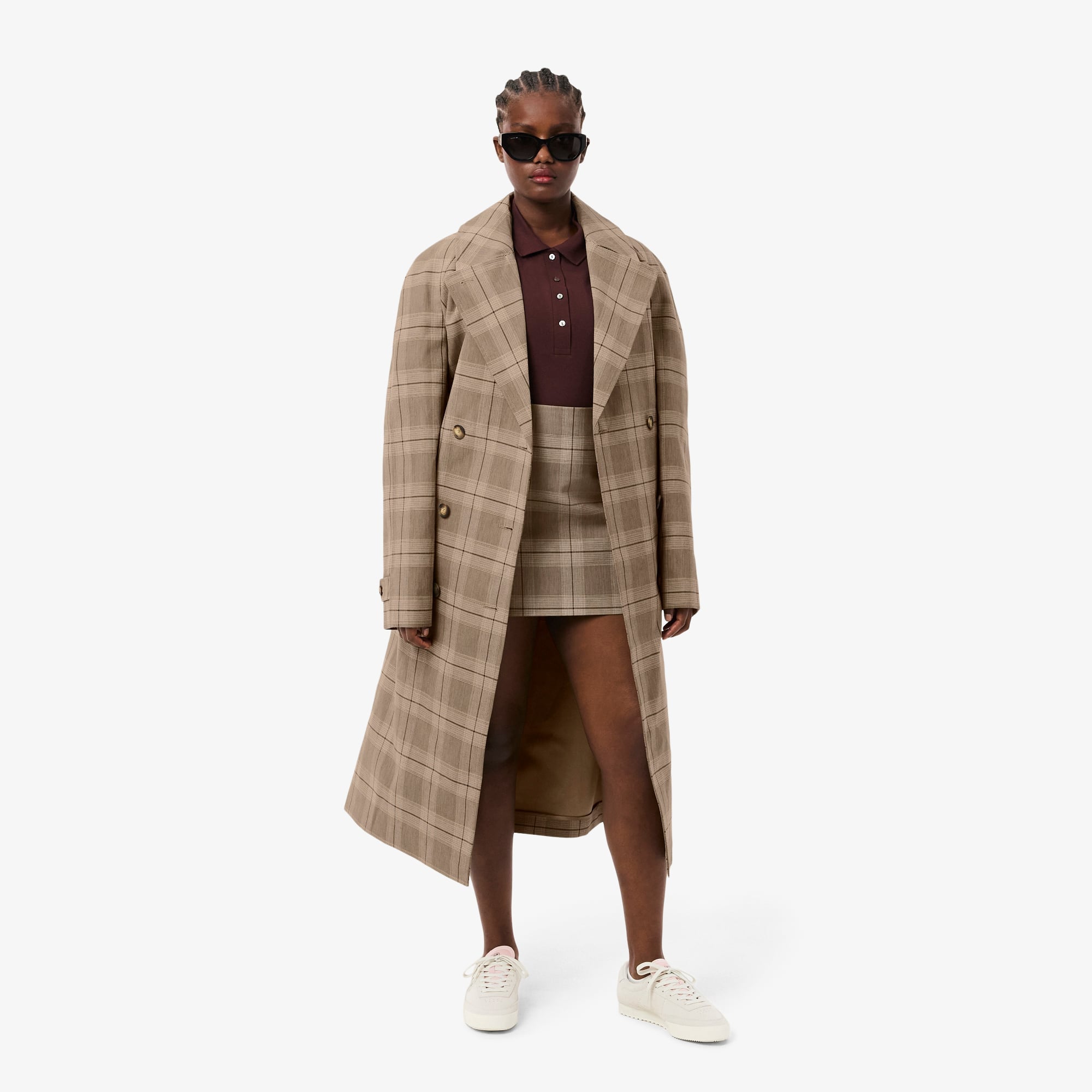 Women's Water-Repellent Plaid Skirt - Beige / Yellow / Brown / Light Pink