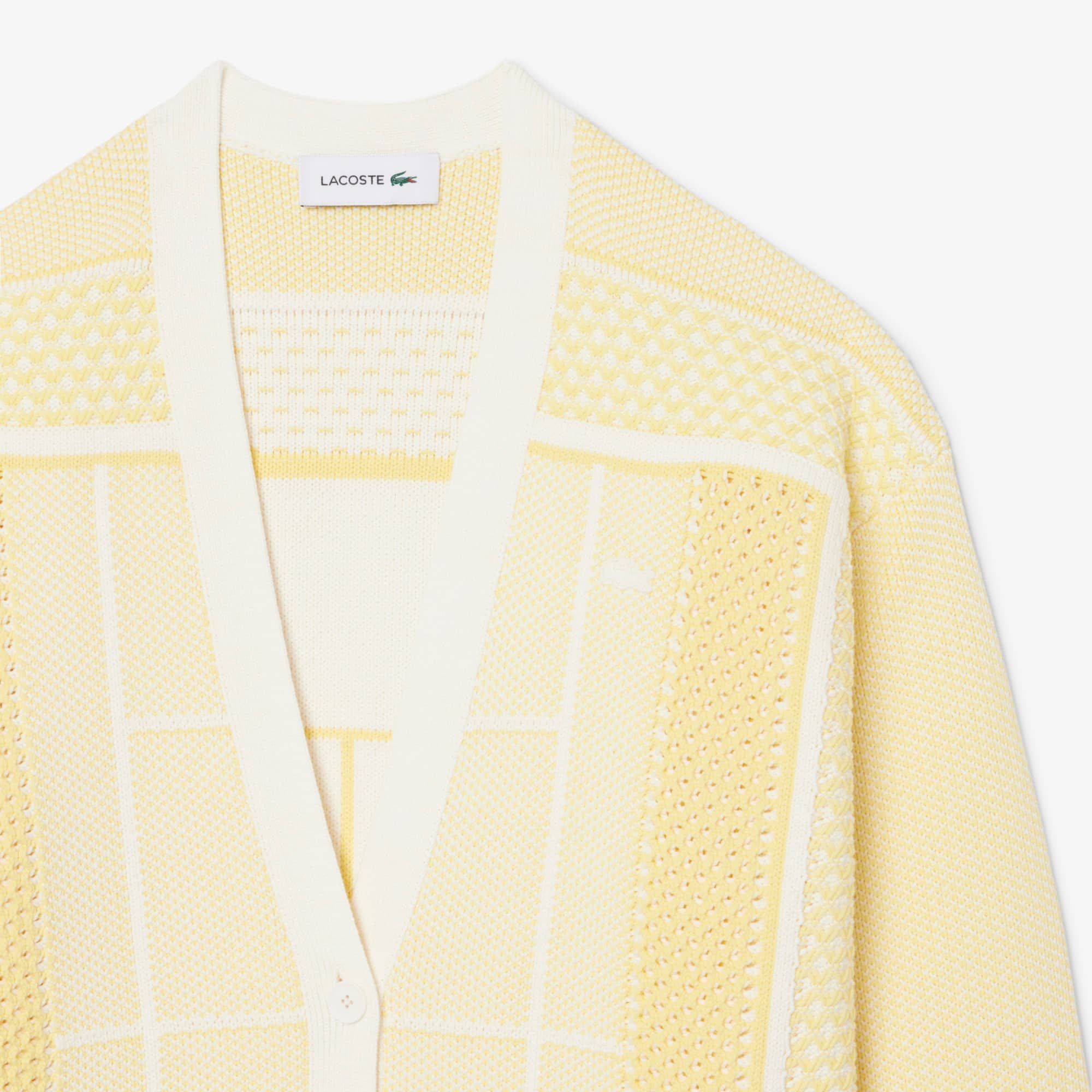 Tennis Court Long Cardigan - Blanc / Jaune