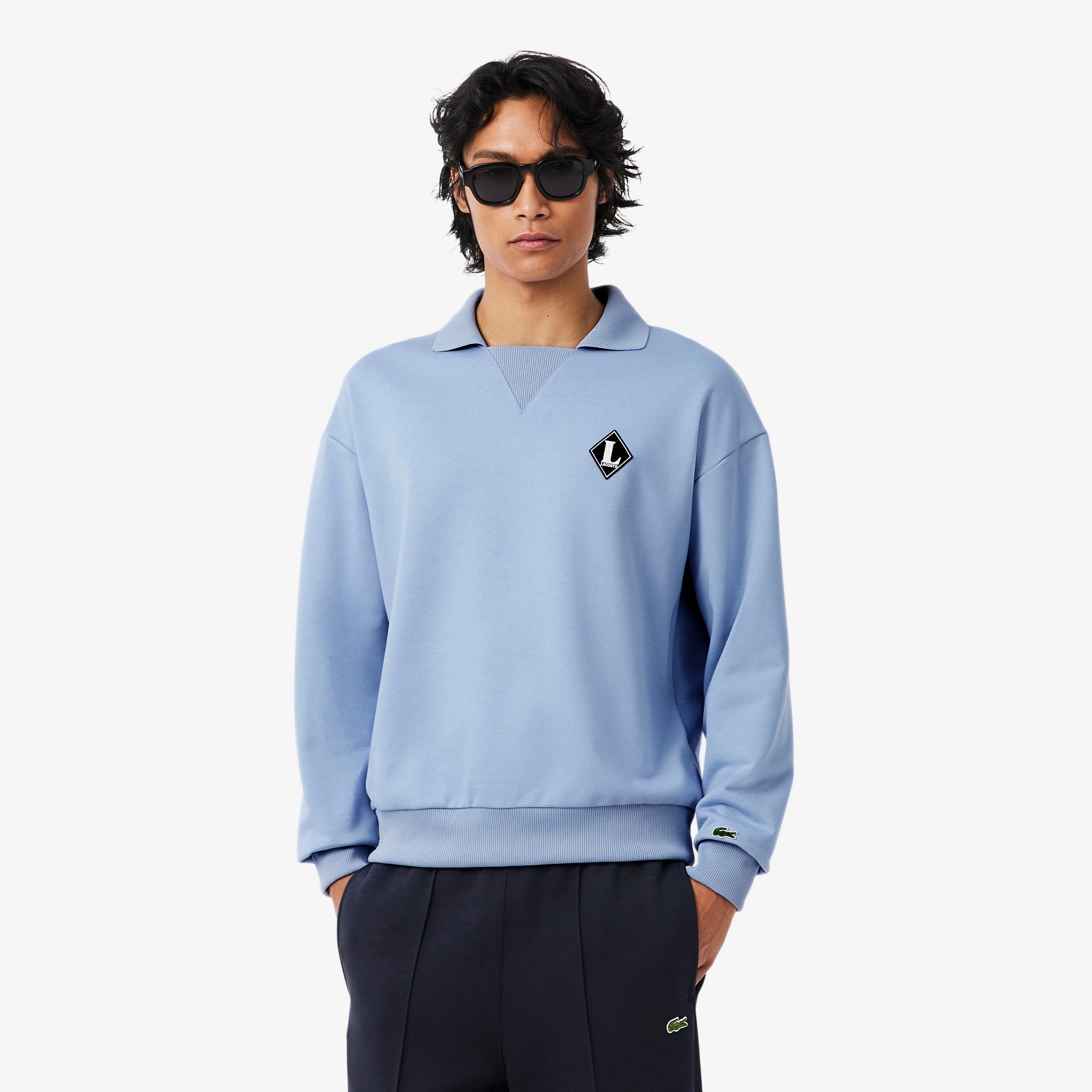 Made In France Polo Collar Sweatshirt - Light Blue