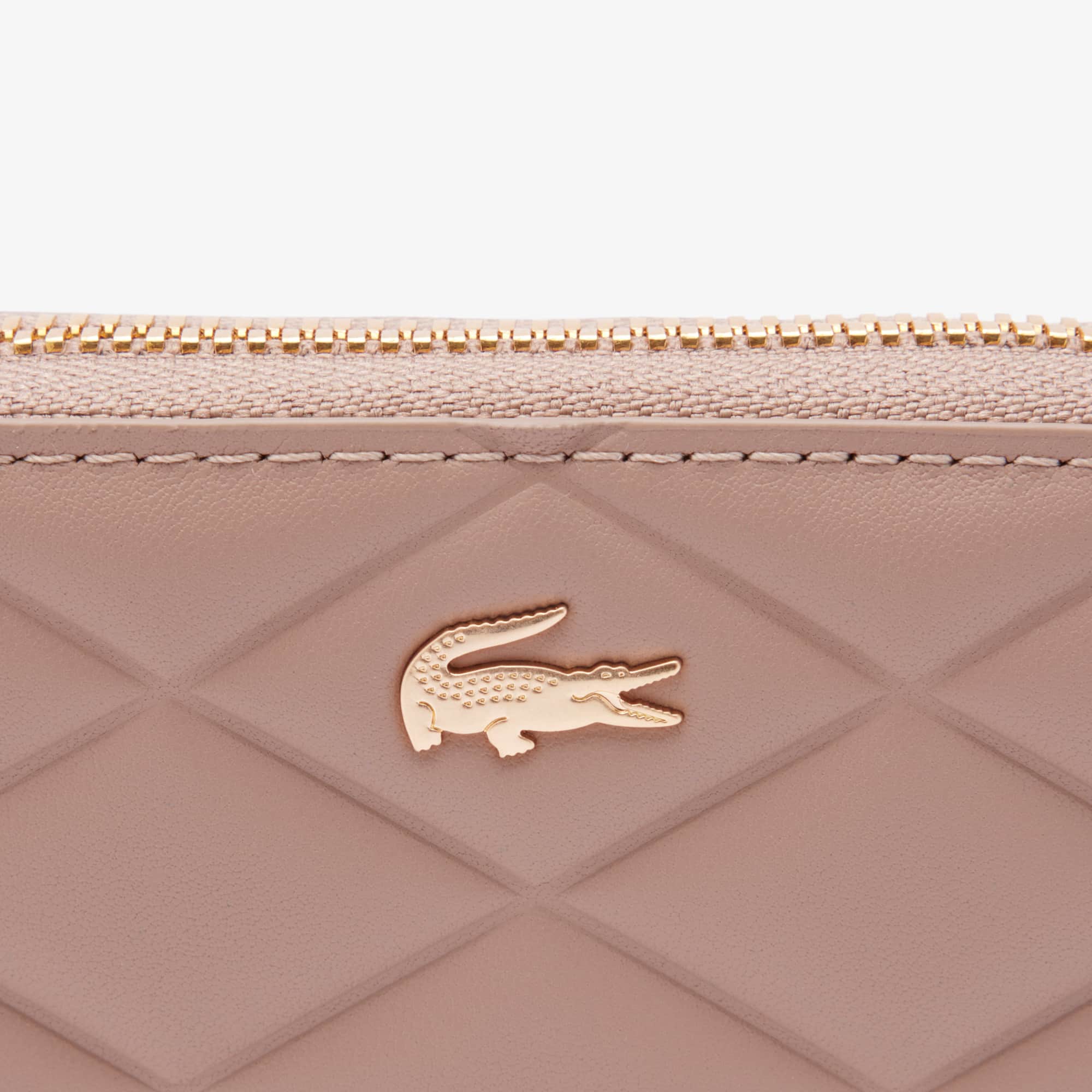 Small Crocodelle Leather Coin Purse - Taupe