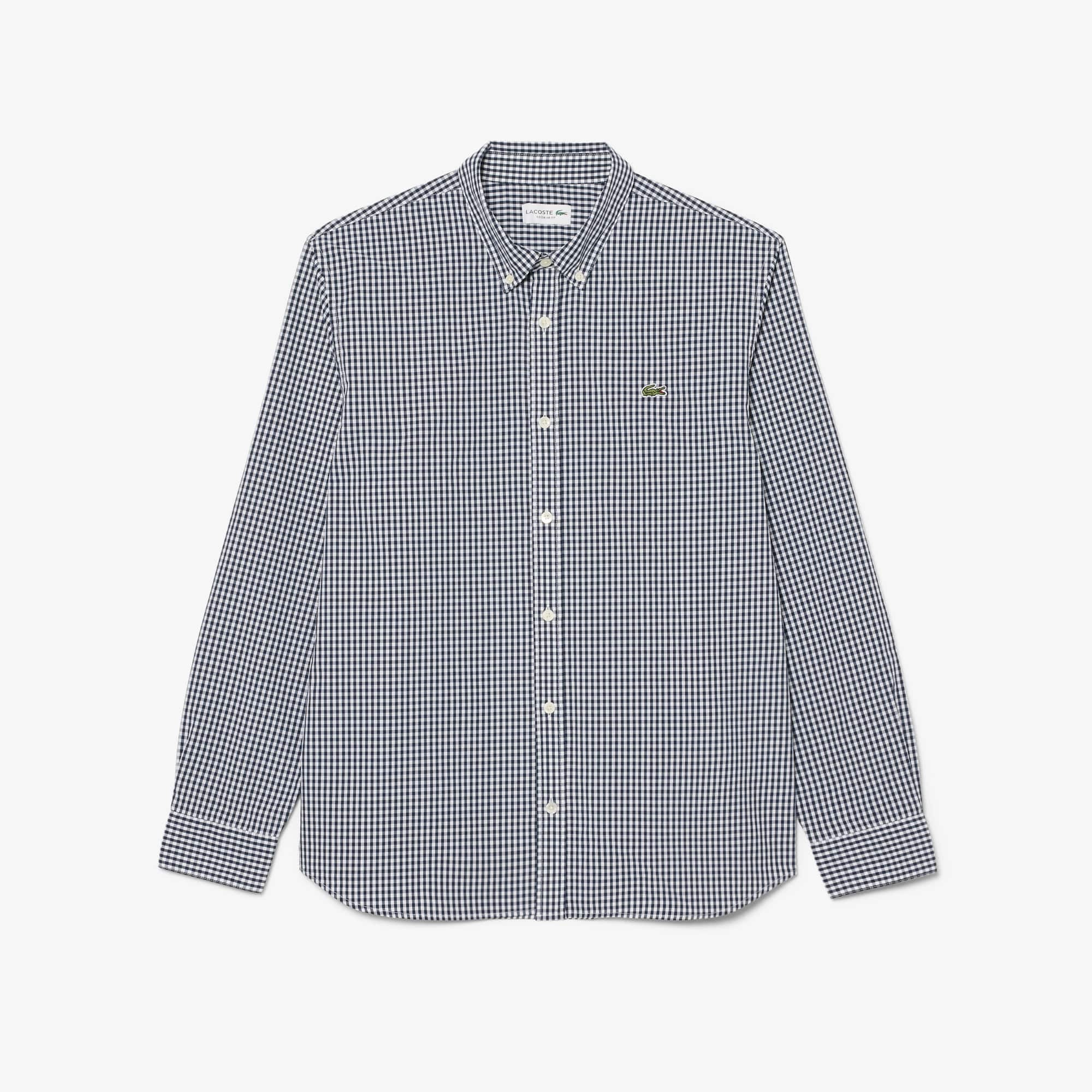 Regular Fit Plaid Poplin Shirt - White / Navy Blue