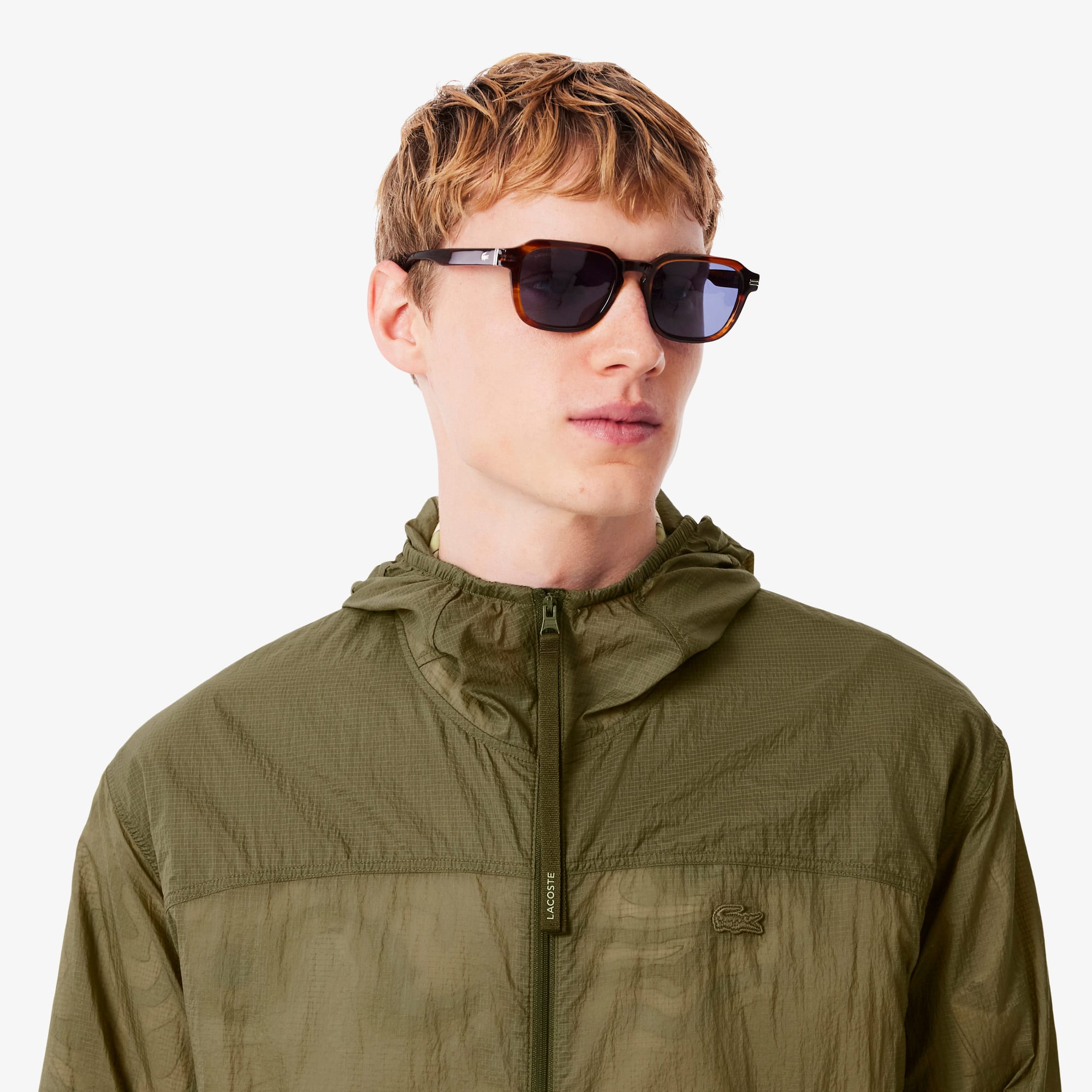 Men's Water-Repellent Nylon Jacket - Khaki Green