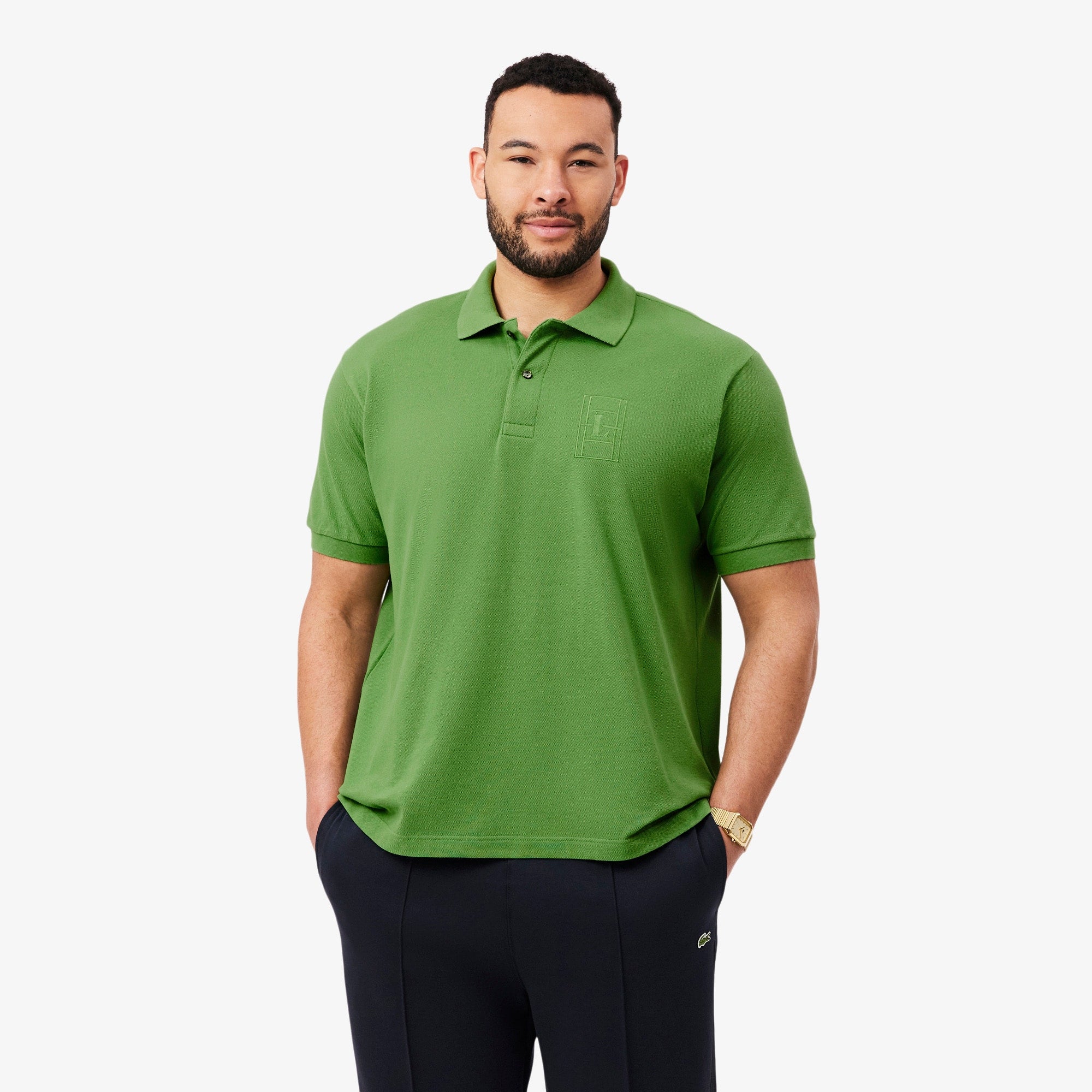Classic Fit Embroidery Detail Petit Piqué Polo - Green
