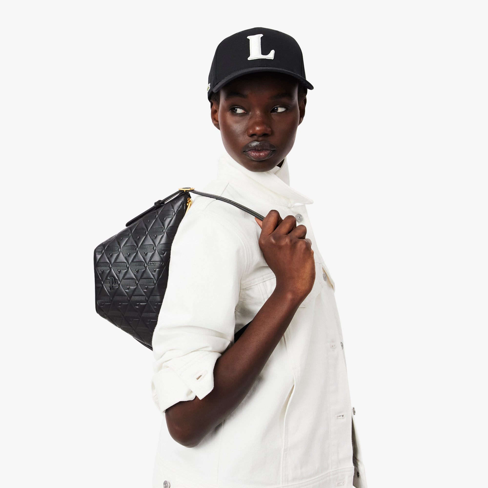 Small Maheki Embossed Leather Hobo Bag - Black