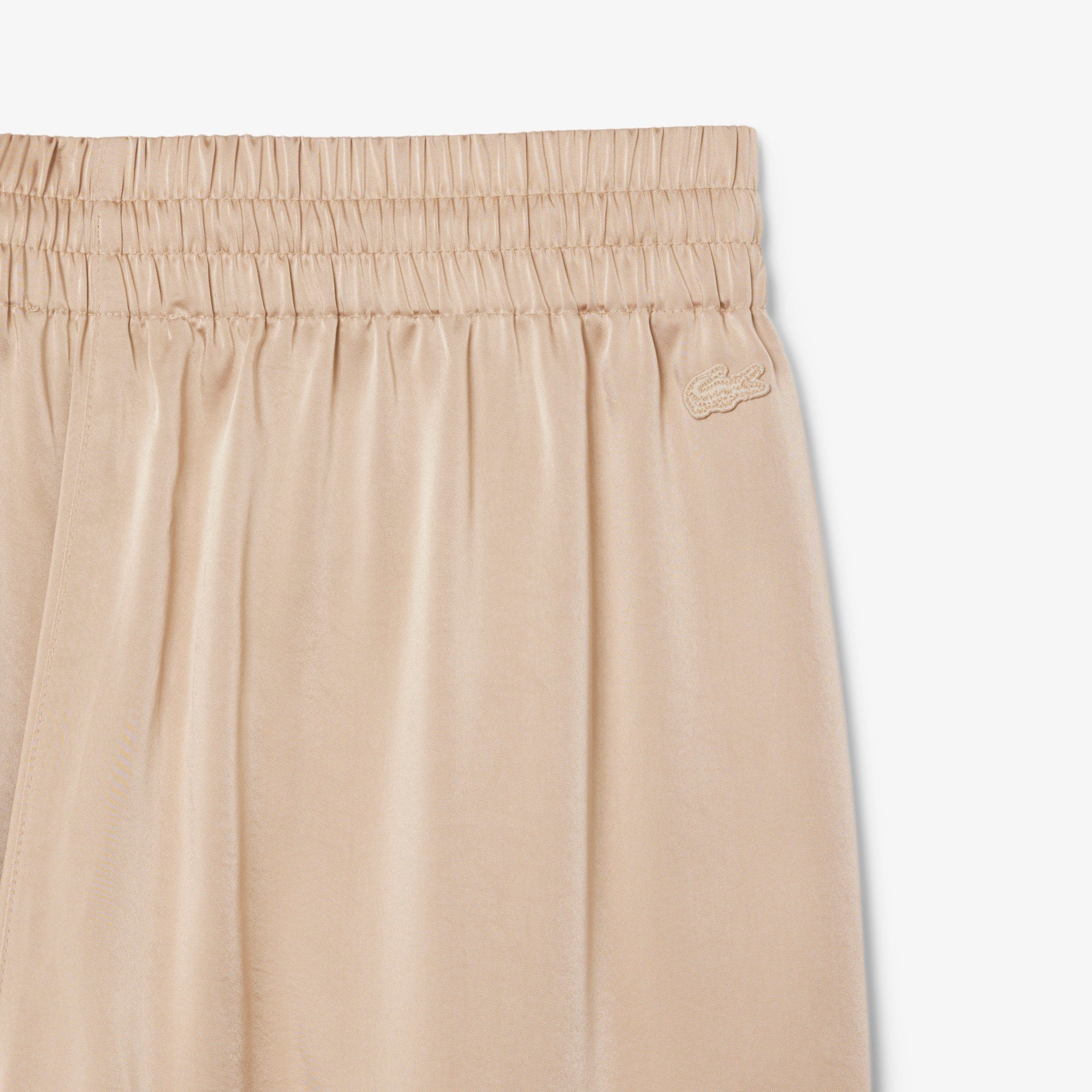 Oversized Elasticated Satin Pants - Beige