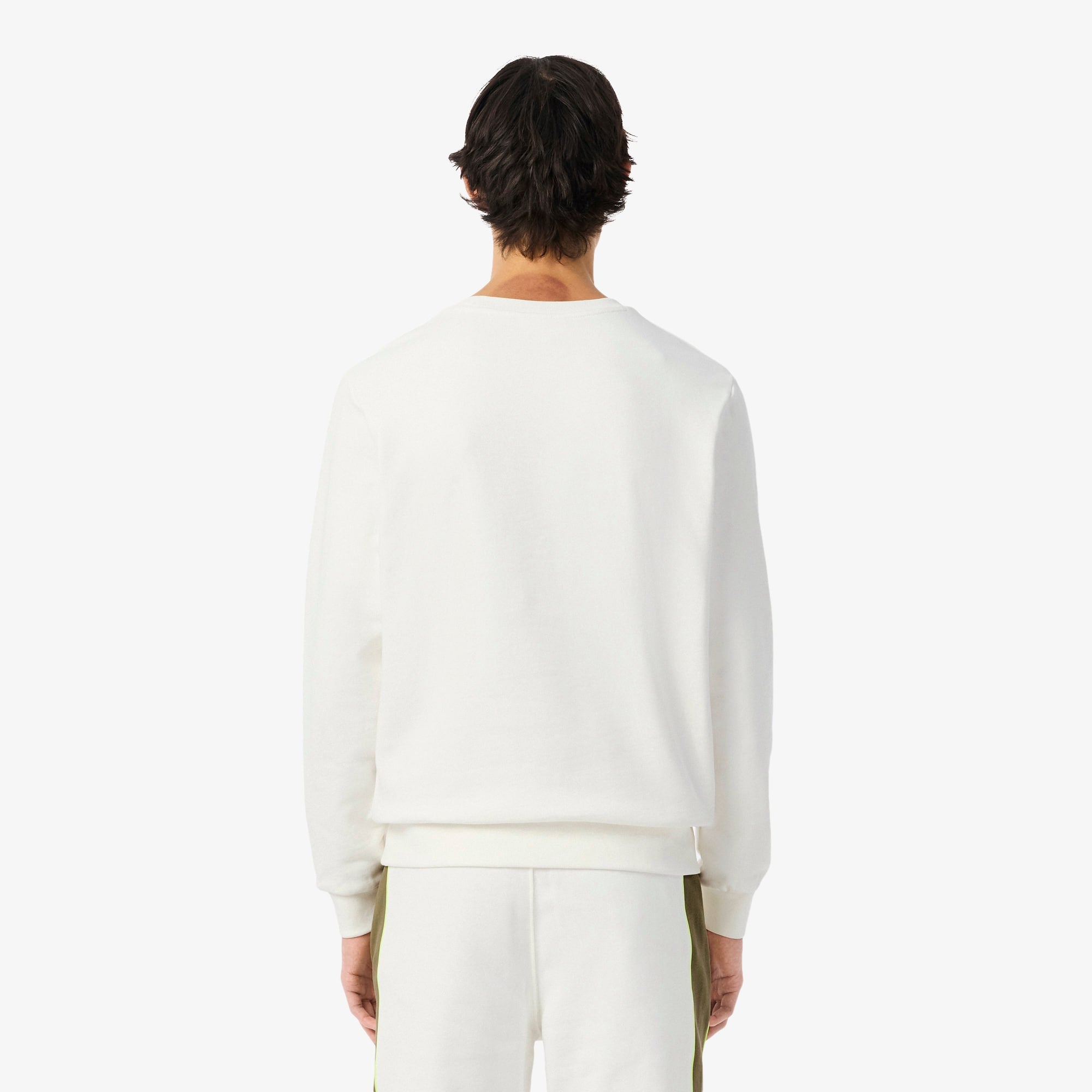 Men's Colorblock Fleece Sweatshirt - White / Khaki Green / Purple