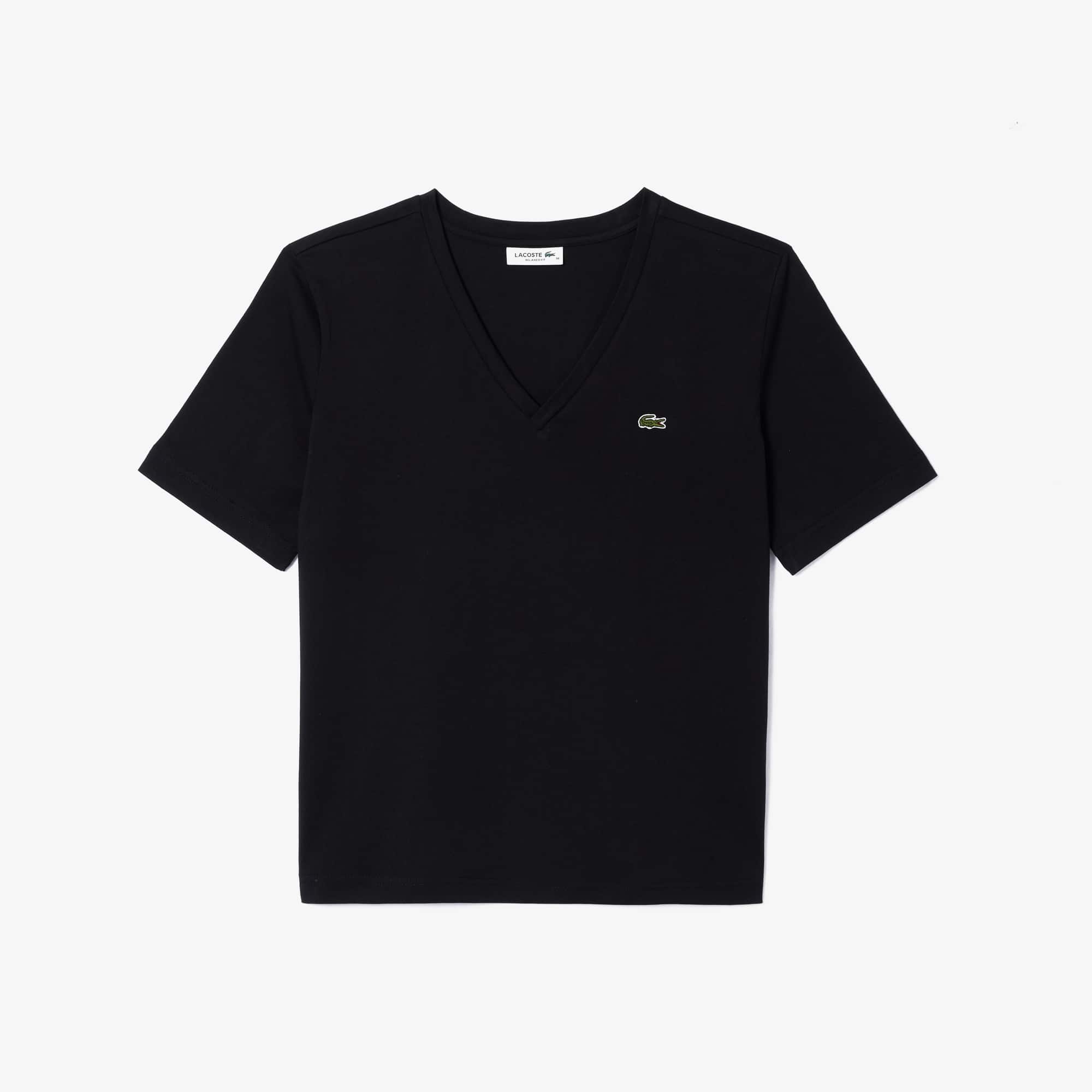 Women's Relaxed Fit Soft Cotton V-Neck T-Shirt - Black