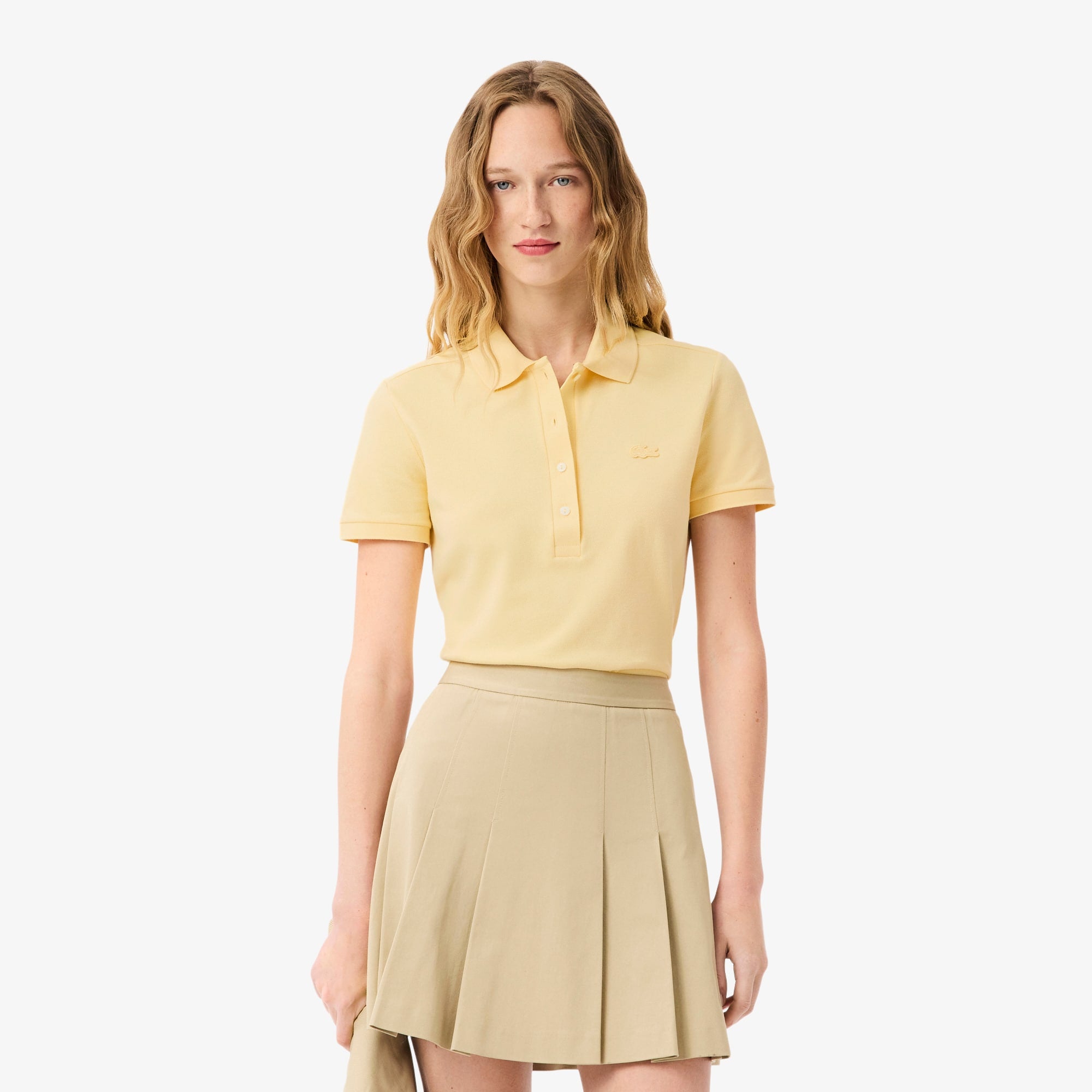 Women's L.12.D Slim Fit Stretch Mini Piqué Polo - Yellow
