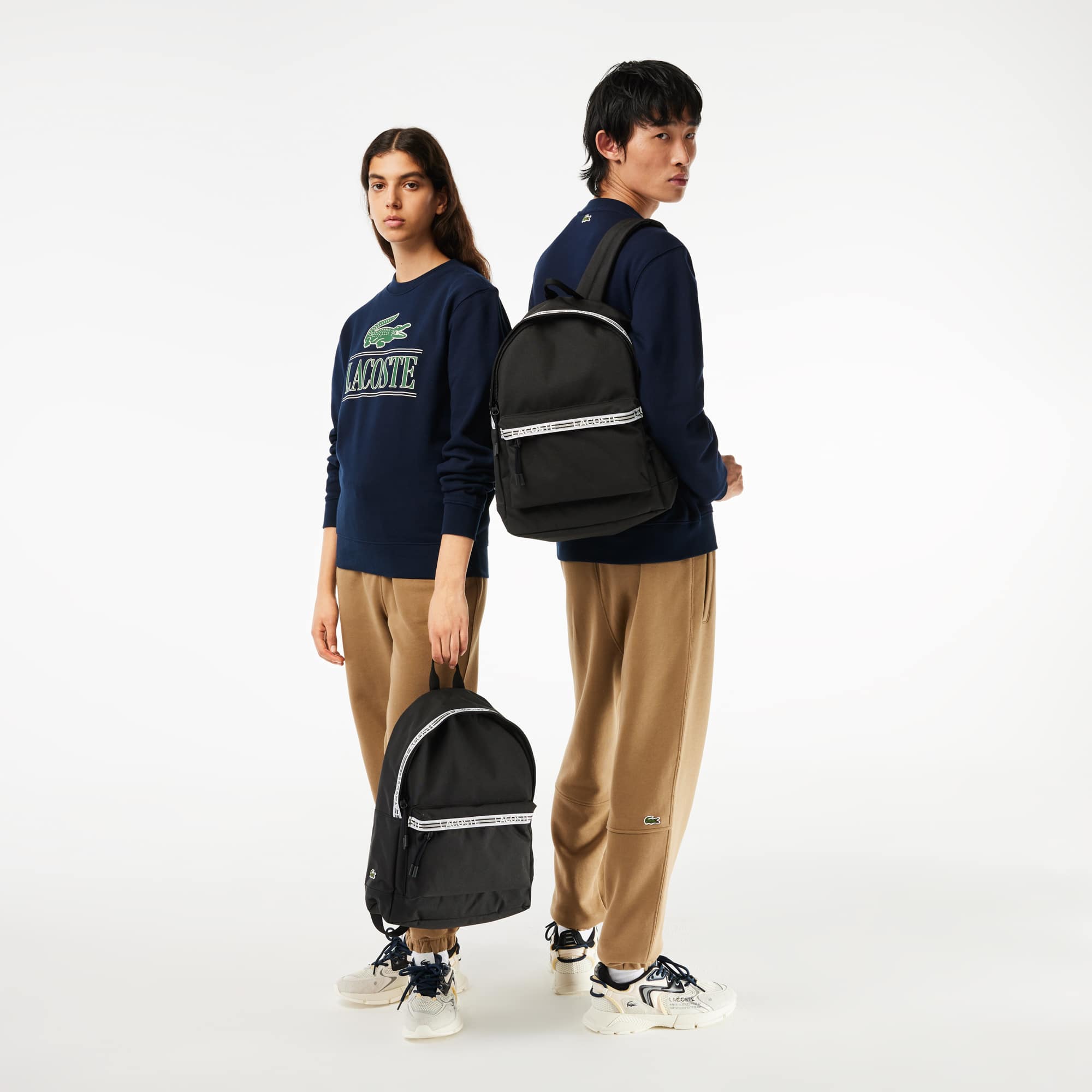 Backpack with Zipped Logo Straps - Noir blanc
